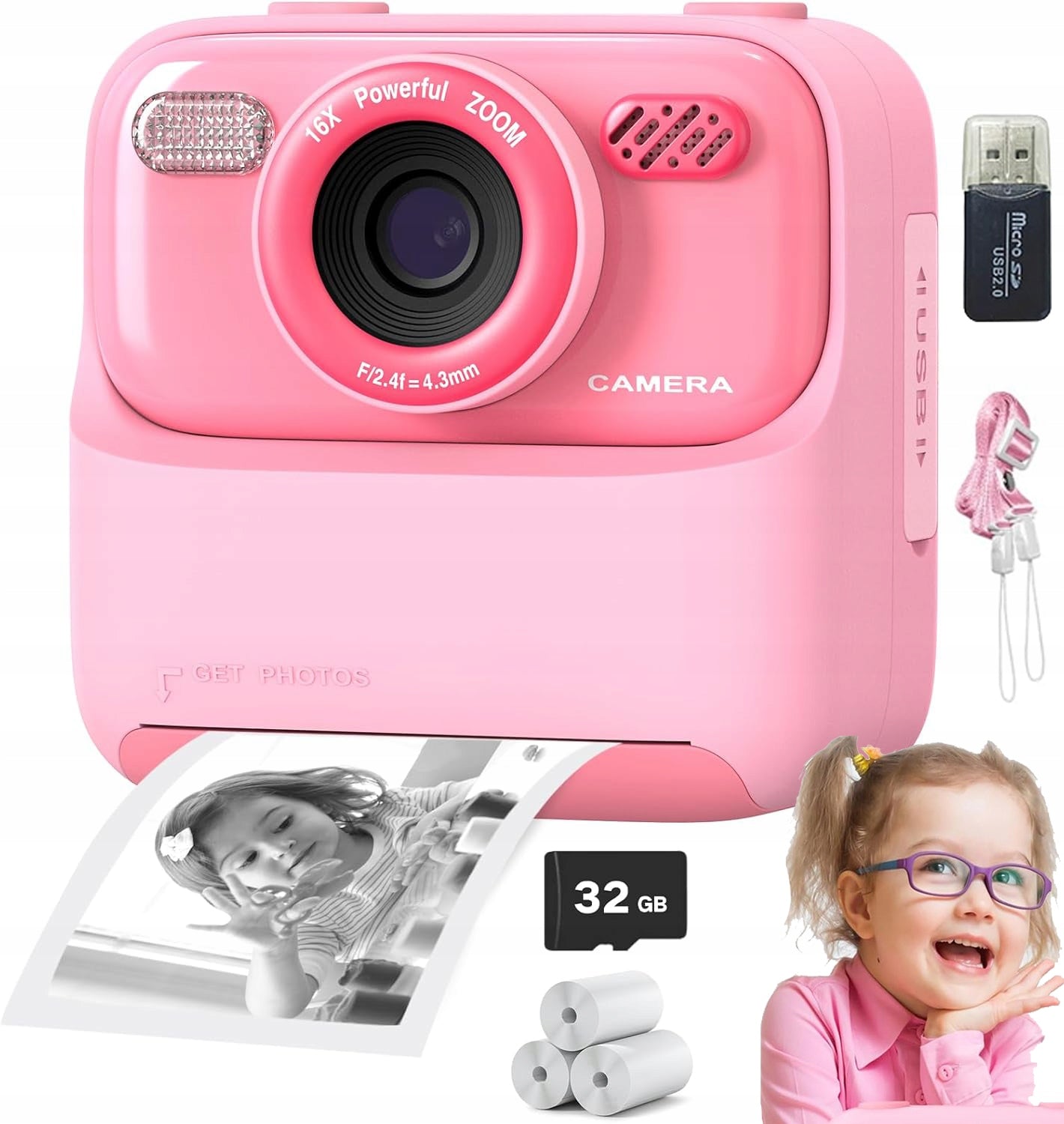 CHILDREN'S CAMERA THERMAL PRINTER WITH VIDEO RECORDING FUNCTION AND GAMES