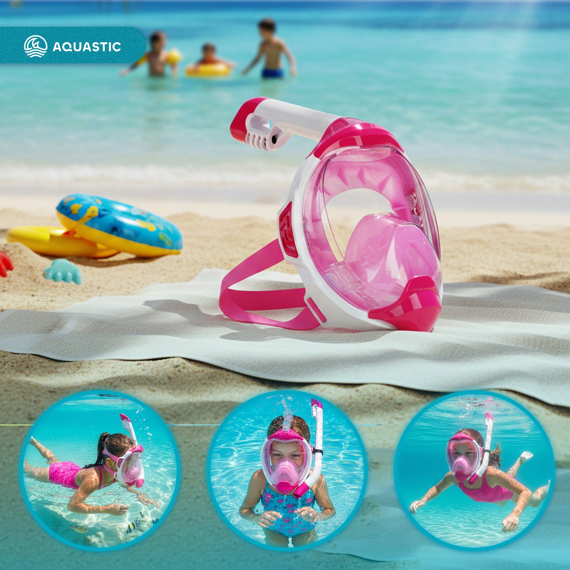 CHILDREN'S DIVING MASK SNORKELING AQUASTIC KAI XS WITH TUBE FOR CHILDREN Color pink