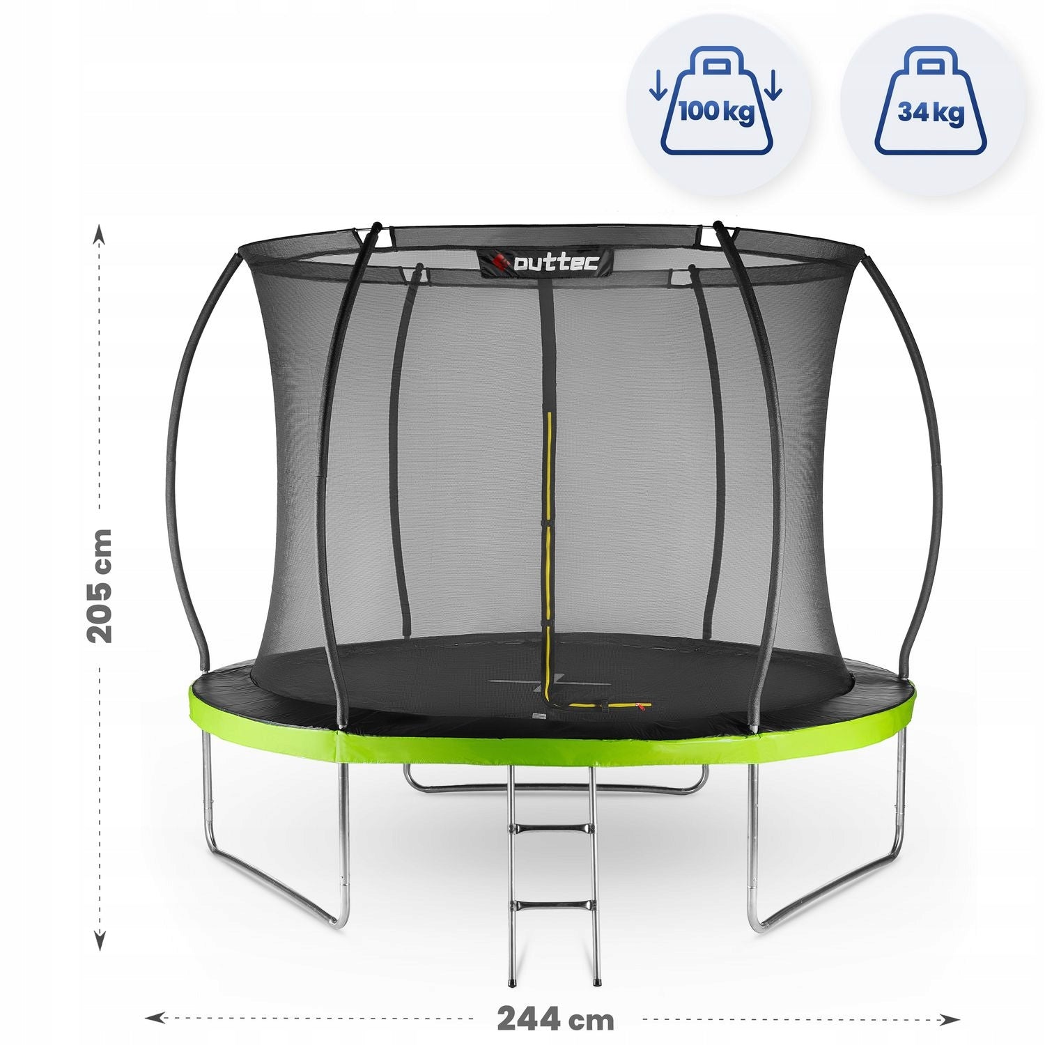 CHILDREN'S GARDEN TRAMPOLINE 244CM 8FT PUMPKIN INDOOR NET OUTTEC Max. weight load 100 kg