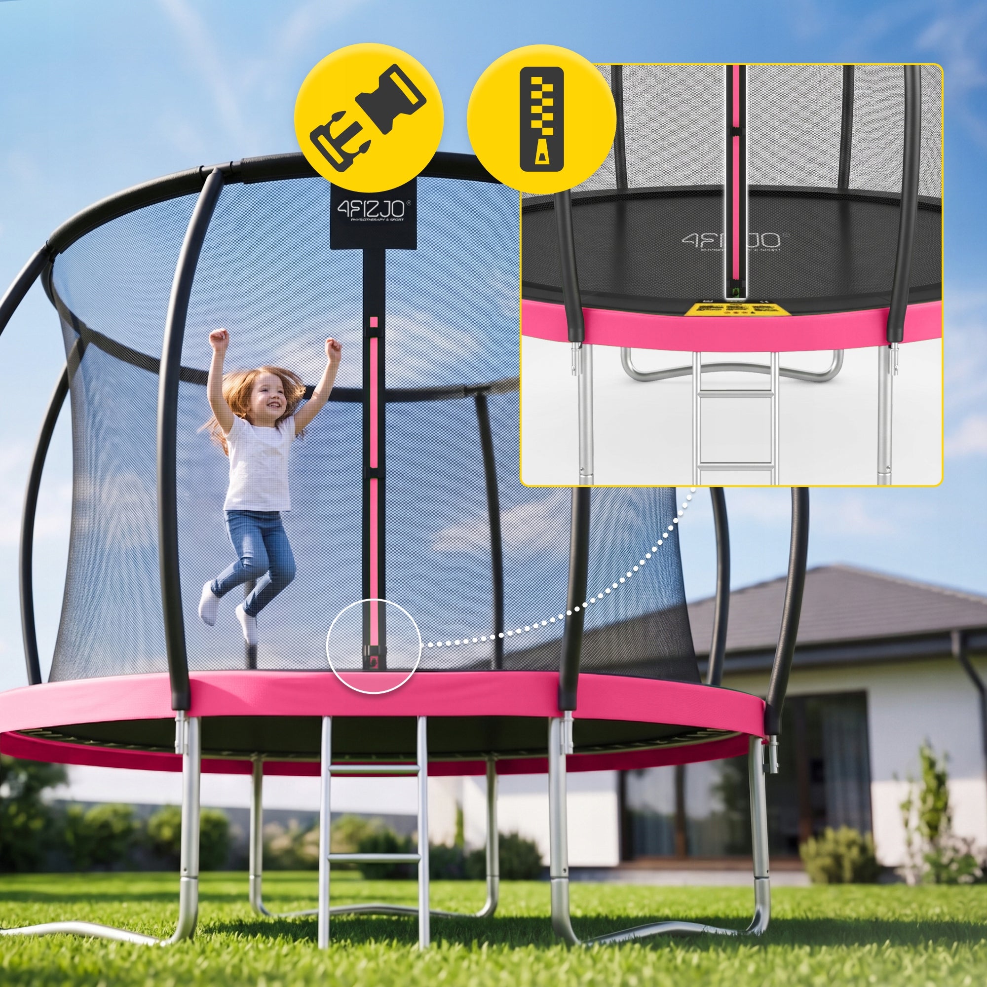 CHILDREN'S GARDEN TRAMPOLINE HOME INDOOR MESH LADDER 10 FT 305 Brand 4FIZJO