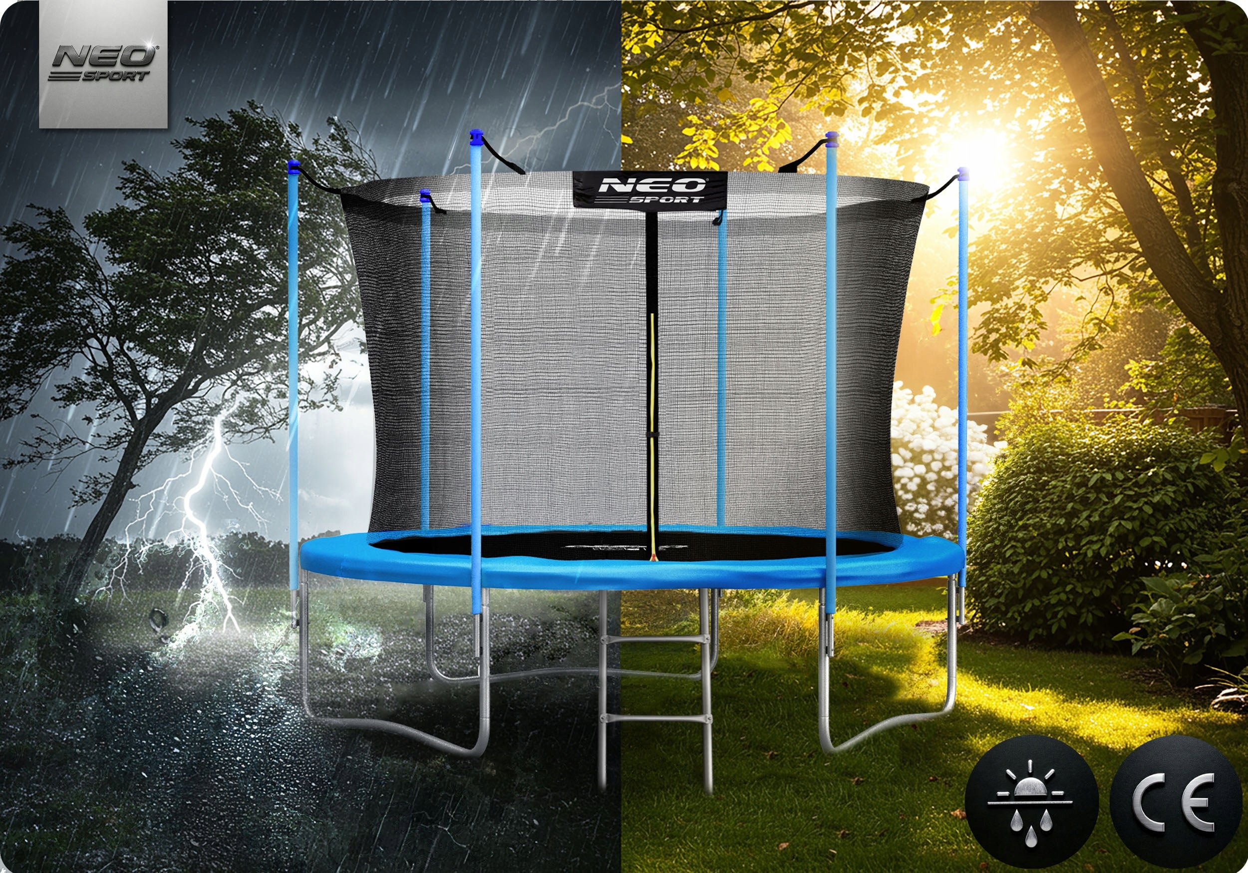 CHILDREN'S GARDEN TRAMPOLINE LADDER INNER MESH 6ft SAFE Total height 195 cm