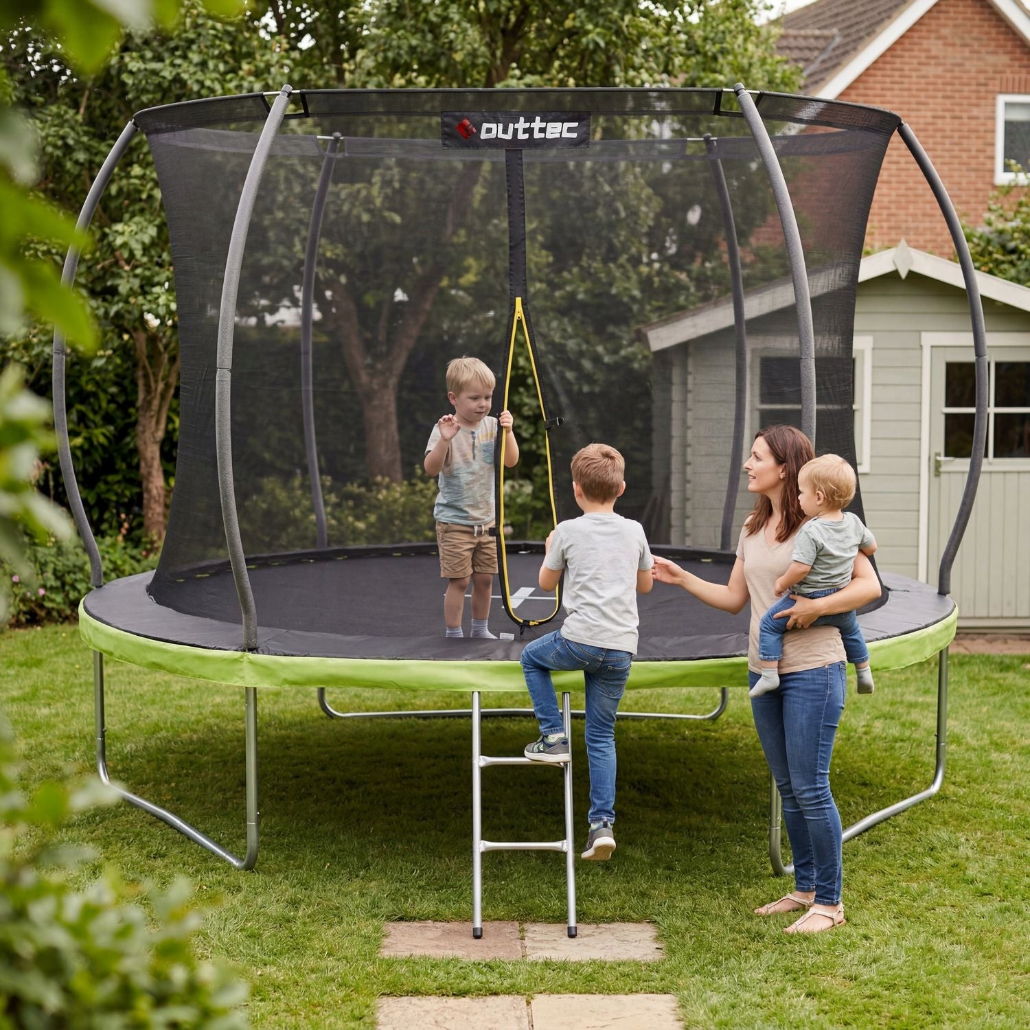 CHILDREN'S GARDEN TRAMPOLINE PUMPKIN 305 CM 10FT INDOOR NET OUTTEC Kind with net