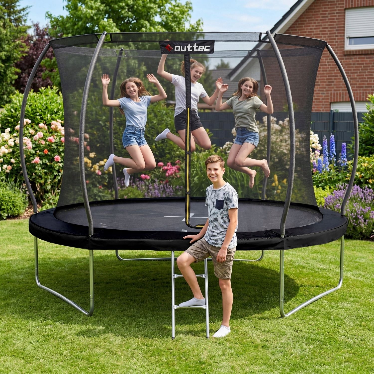 CHILDREN'S GARDEN TRAMPOLINE PUMPKIN 305CM 10FT INDOOR NET OUTTEC Kind with net
