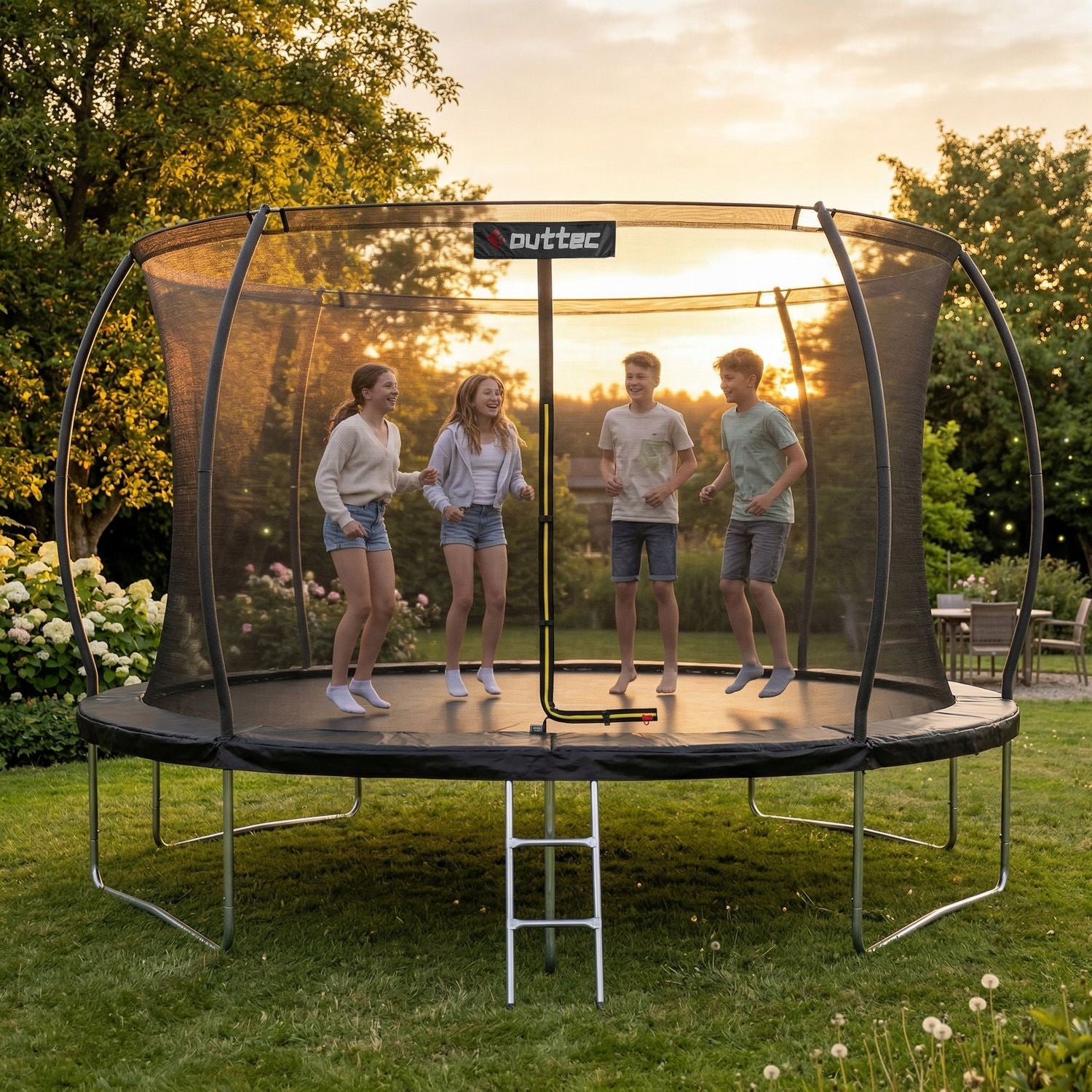 CHILDREN'S GARDEN TRAMPOLINE PUMPKIN 435CM 14FT INDOOR NET OUTTEC Kid's age 6+ years