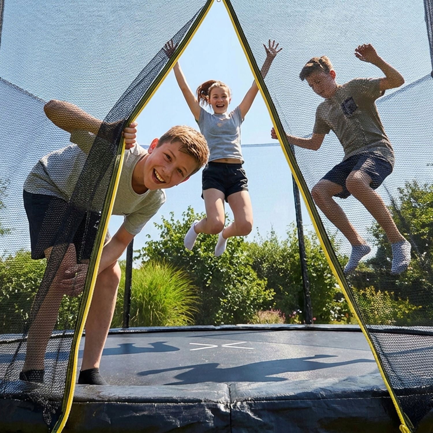 CHILDREN'S GARDEN TRAMPOLINE STRONG OUTDOOR NET LADDER 10FT OUTTEC Kind with net