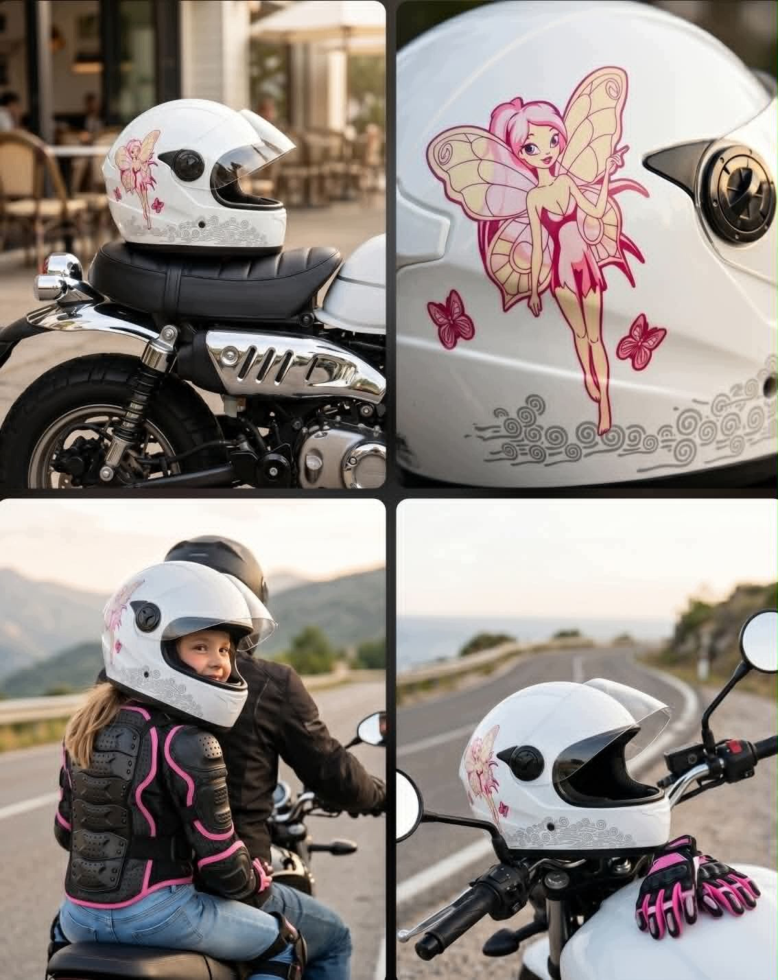 CHILDREN'S HELMET FOR GIRLS FAIRY WHITE AND PINK MOTORCYCLE SCOOTER 49-51cm Manufacturer's catalog number MD12345