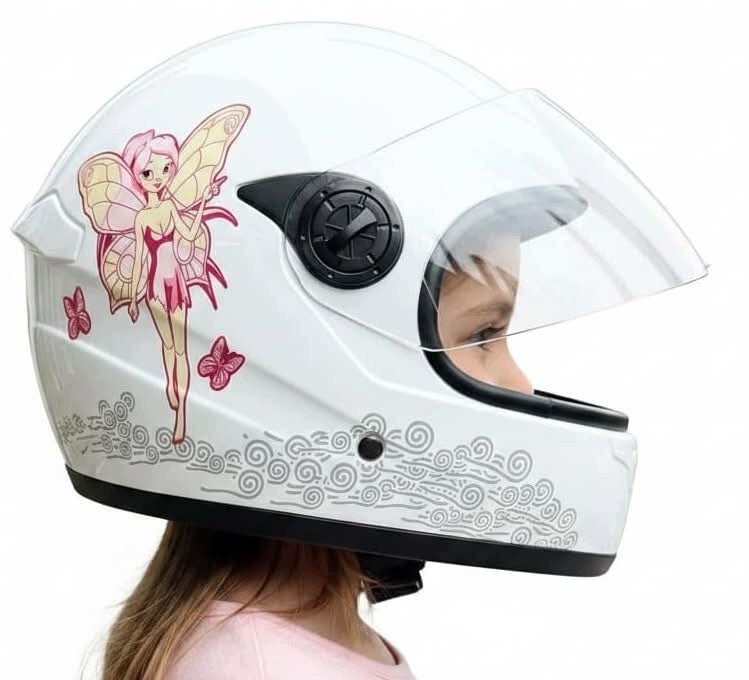 CHILDREN'S HELMET FOR GIRLS FAIRY WHITE AND PINK MOTORCYCLE SCOOTER 49-51cm