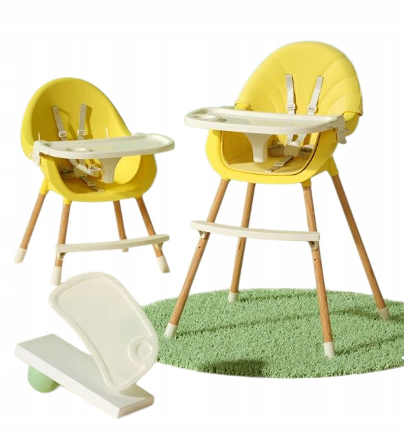 CHILDREN'S HIGH CHAIR 3in1 ADJUSTABLE TRAY YELLOW