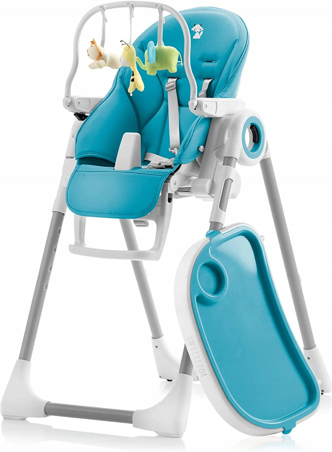 CHILDREN'S HIGH CHAIR FOLDING ADJUSTABLE WITH TRAY 7 HEIGHTS SAFE
