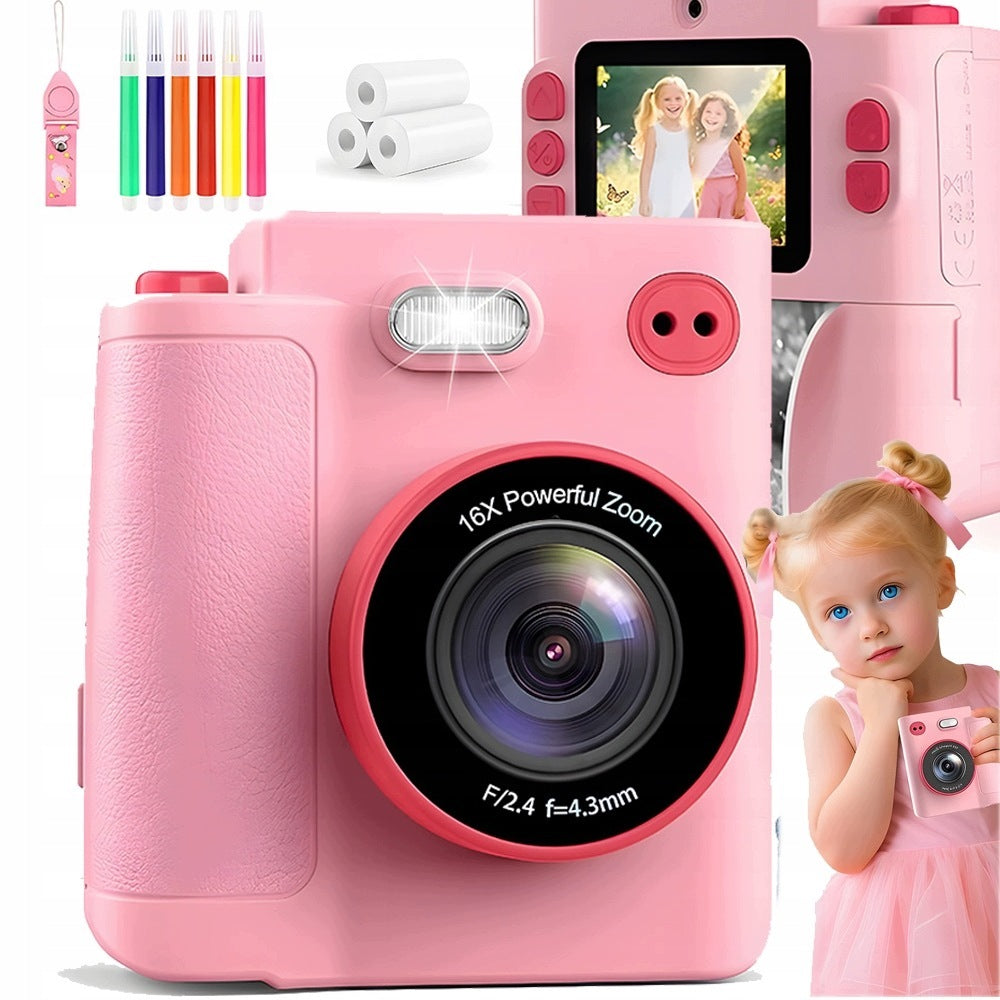 CHILDREN'S INSTANTANEOUS PHOTO CAMERA 1080P BATTERY 1300MAH PRINT ZOOM STICKER