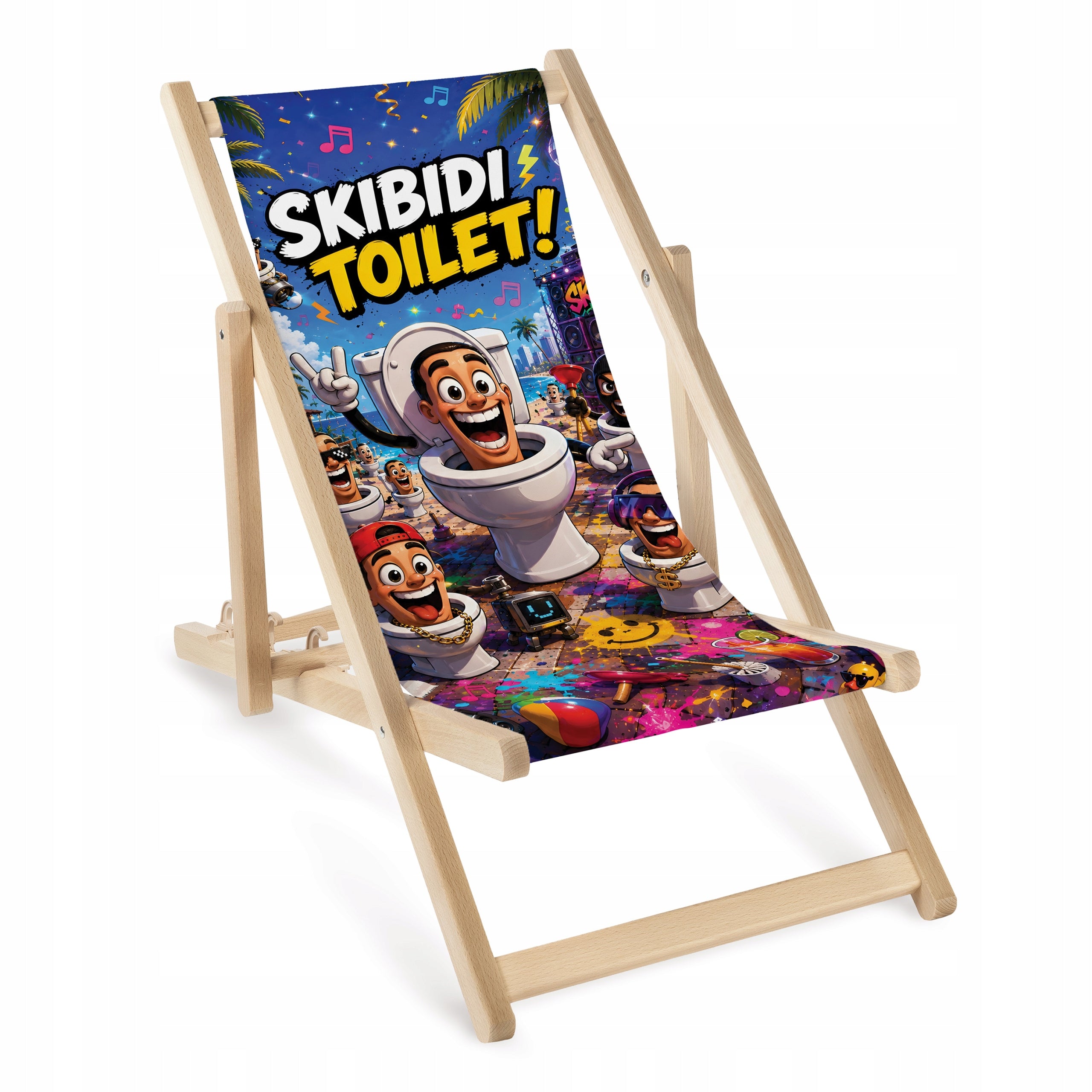 CHILDREN'S LOUNGER SKIBIDI TOILET WOODEN LOUNGER FOR CHILDREN GIFT BIRTHDAY