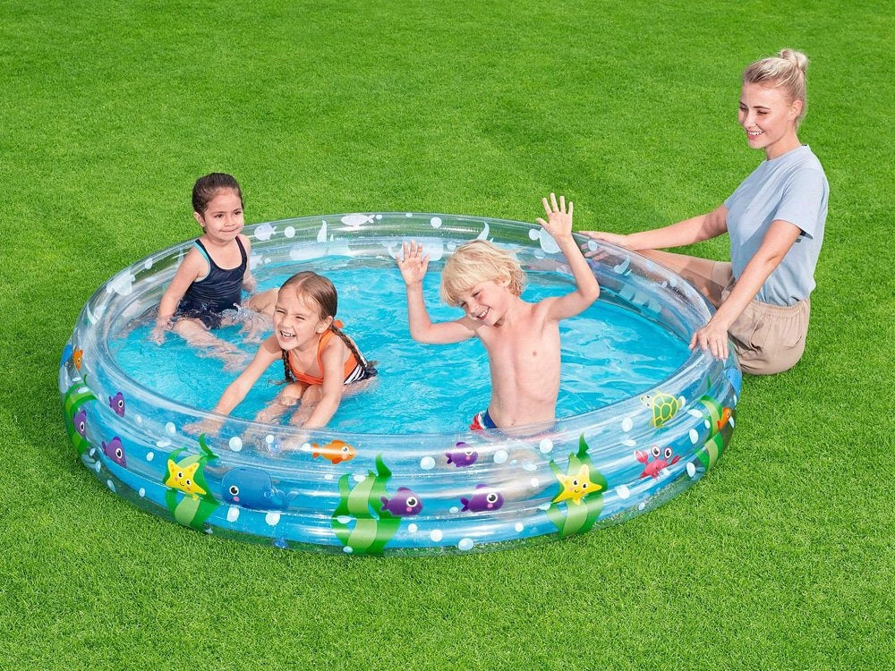 CHILDREN'S POOL SHOWER TRAY INFLATABLE GARDEN PUMPED 183x33 cm Color multicolor