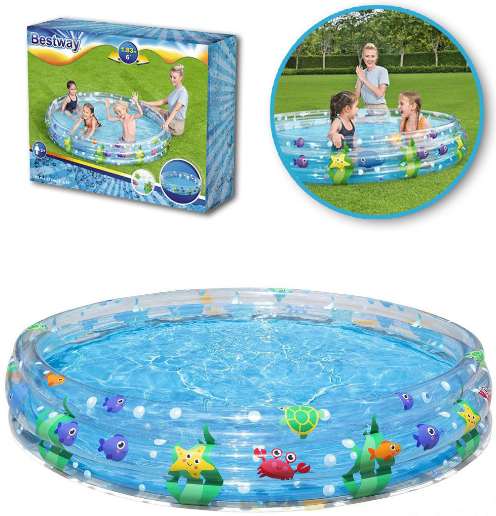 CHILDREN'S POOL SHOWER TRAY INFLATABLE GARDEN PUMPED 183x33 cm