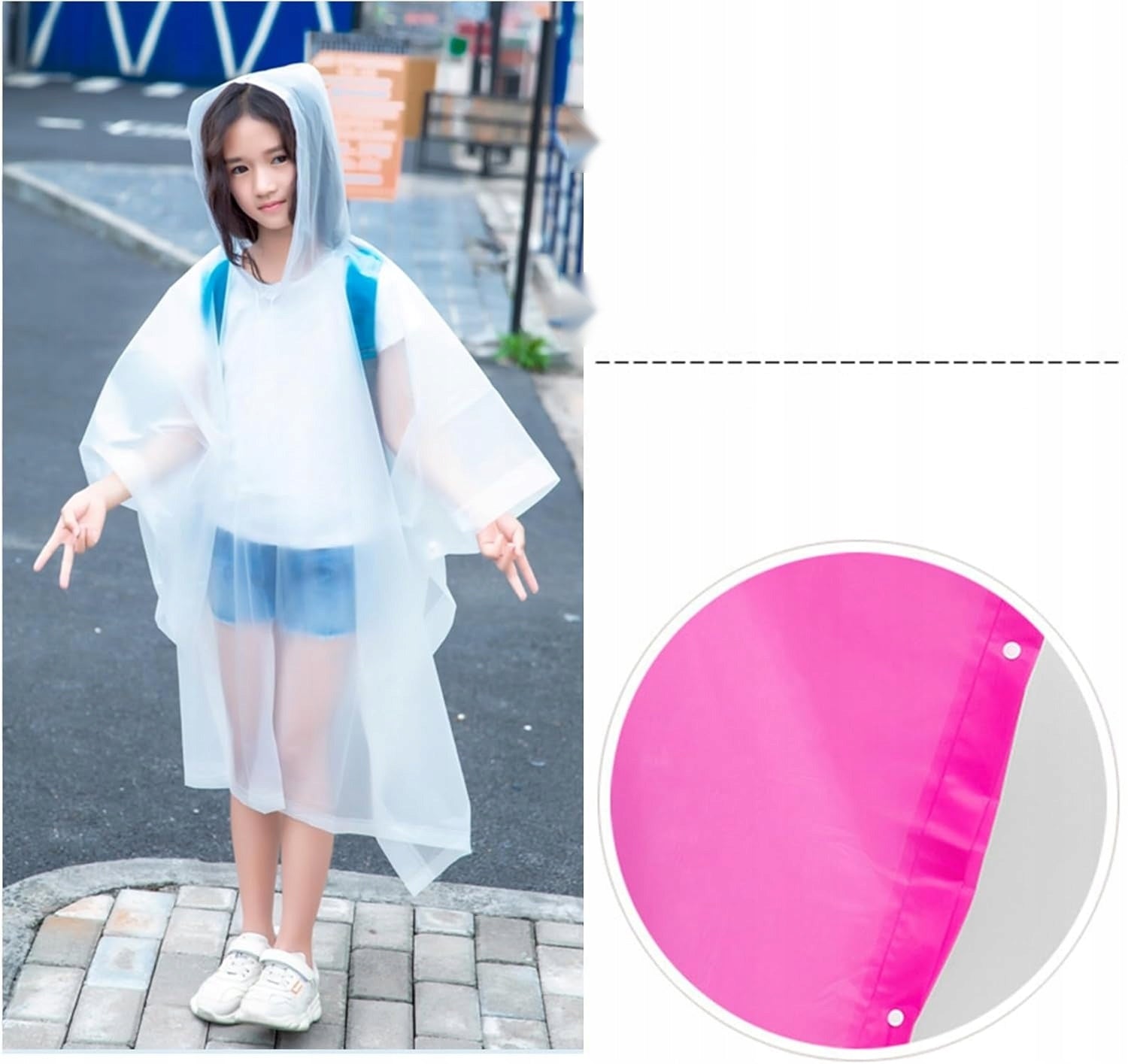 CHILDREN'S RAIN PONCHO 2 PIECES WATERPROOF LILAC SUMMER Unfolded width 1 cm
