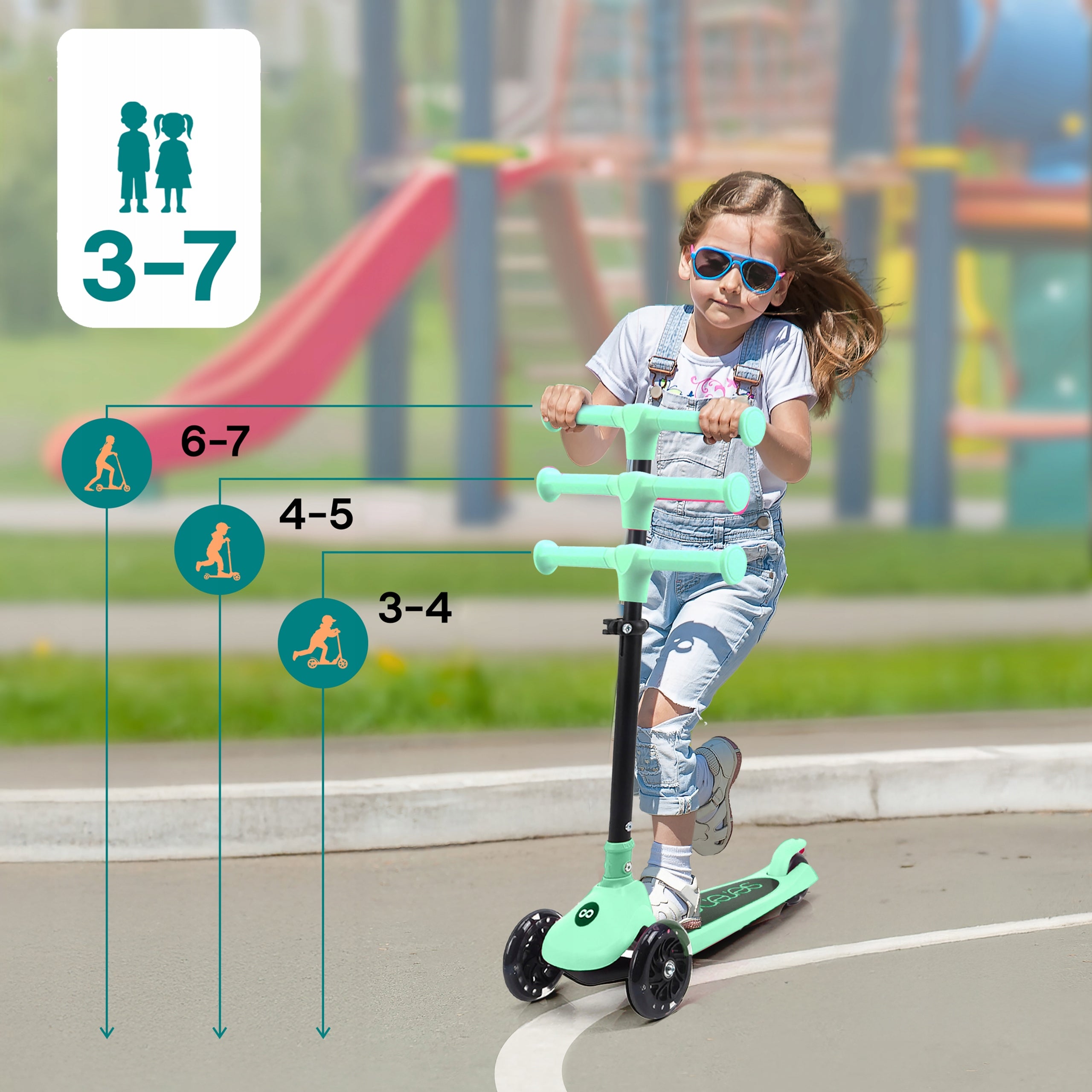 CHILDREN'S SCOOTER 3-WHEEL BALANCE MINT WITH SERENELIFE LED WHEELS Brand no brand