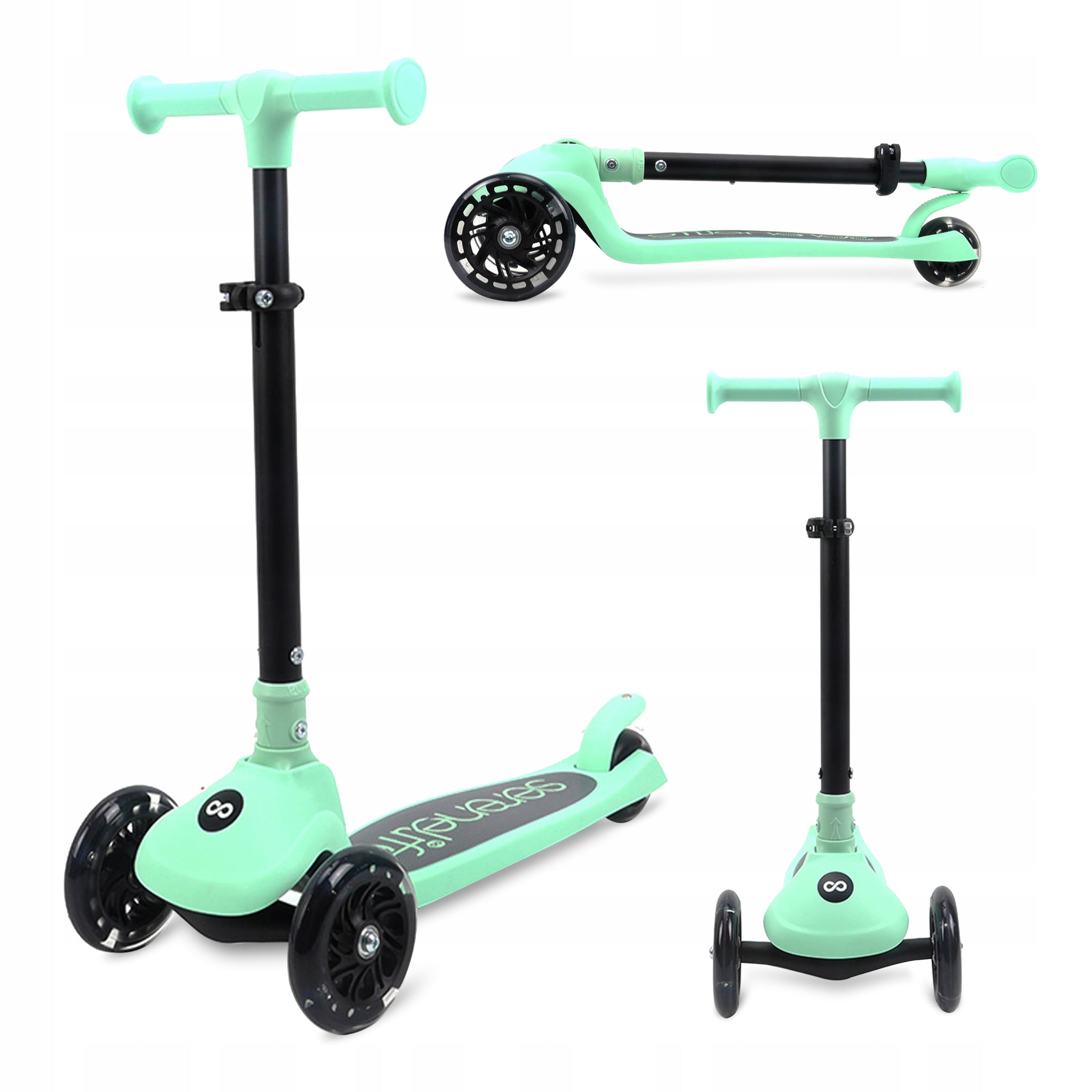 CHILDREN'S SCOOTER 3-WHEEL BALANCE MINT WITH SERENELIFE LED WHEELS