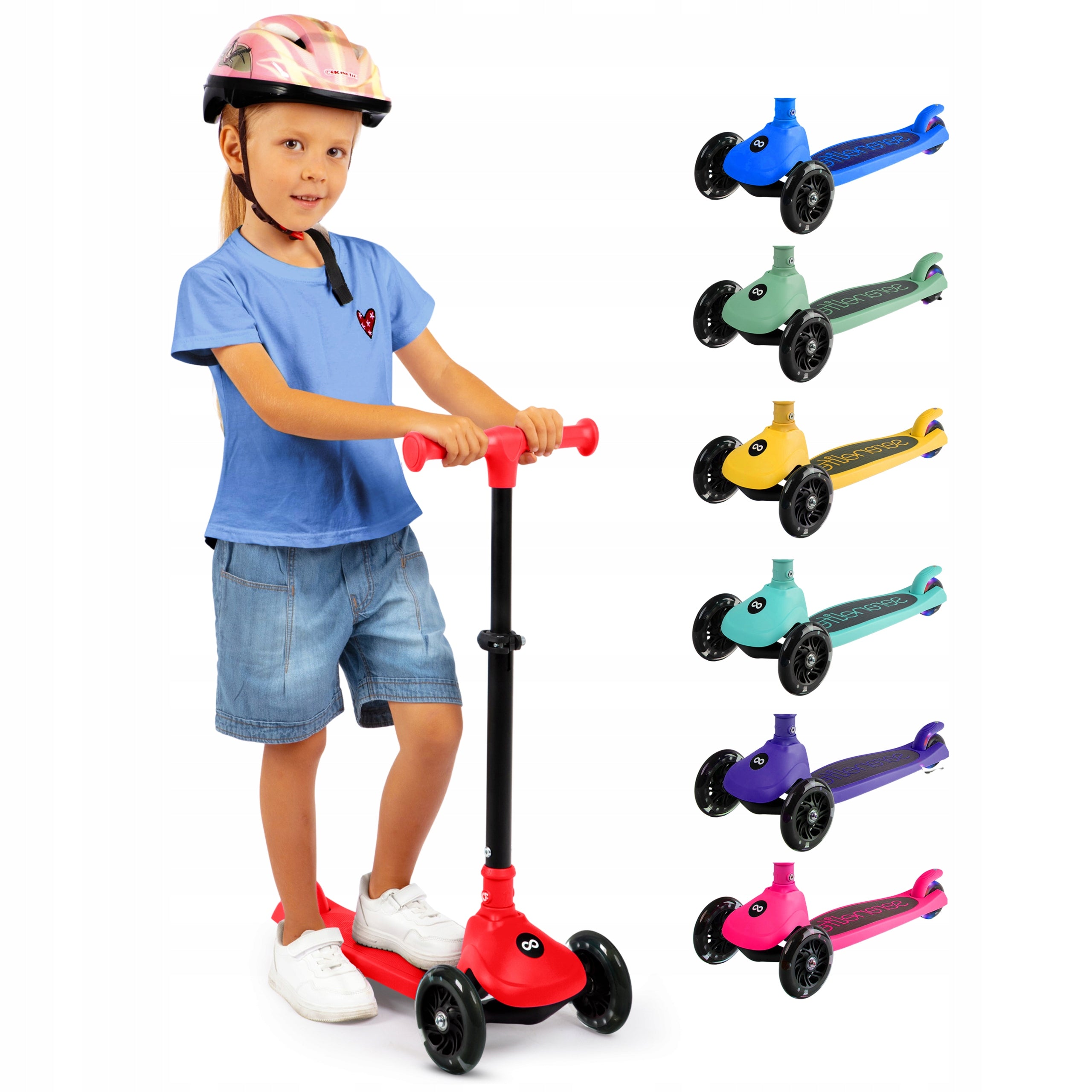 CHILDREN'S SCOOTER 3-WHEEL RED BALANCE WITH SERENELIFE LED WHEELS Packaging status original