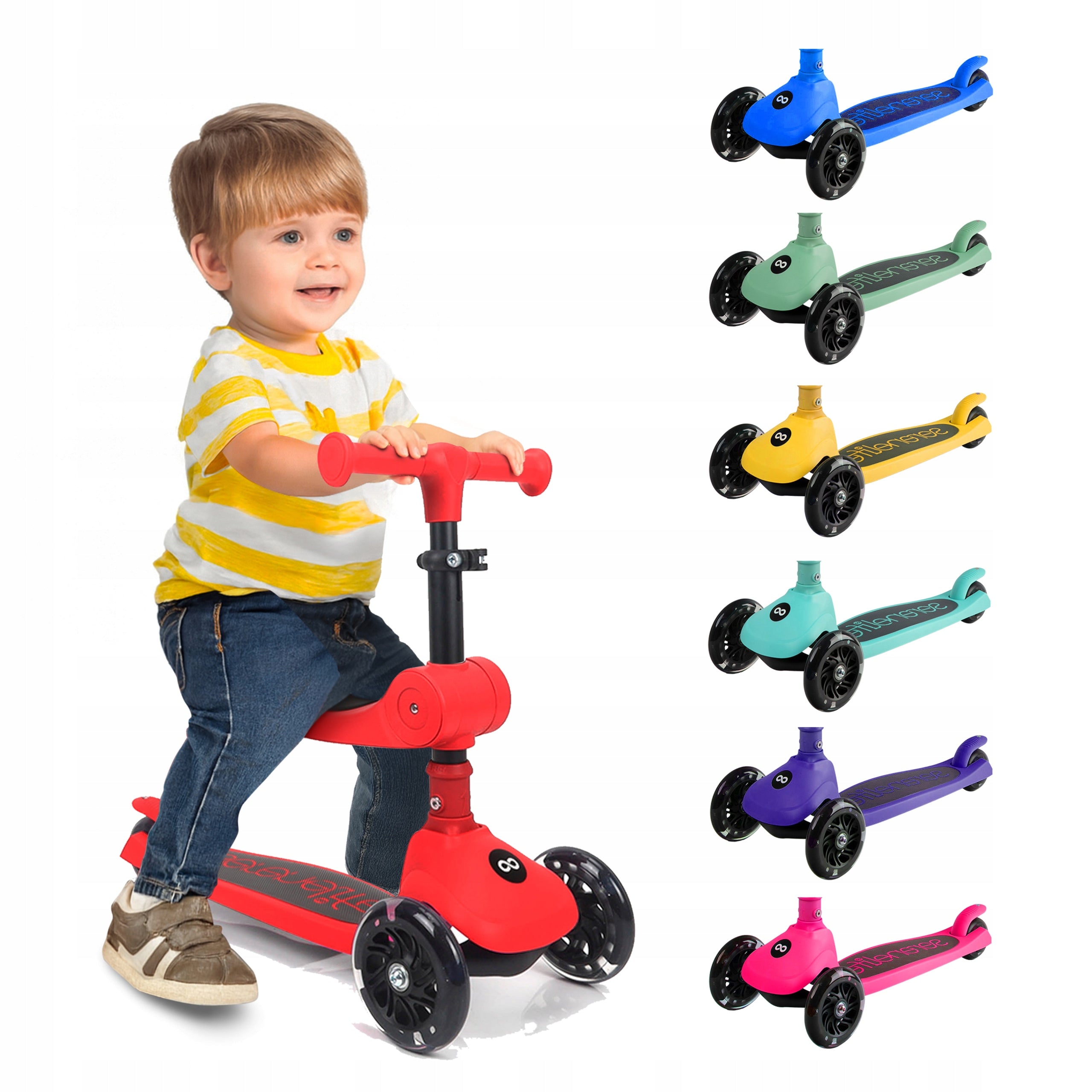 CHILDREN'S SCOOTER BALANCE THREE-WHEEL LED SEAT STABLE Packaging status original