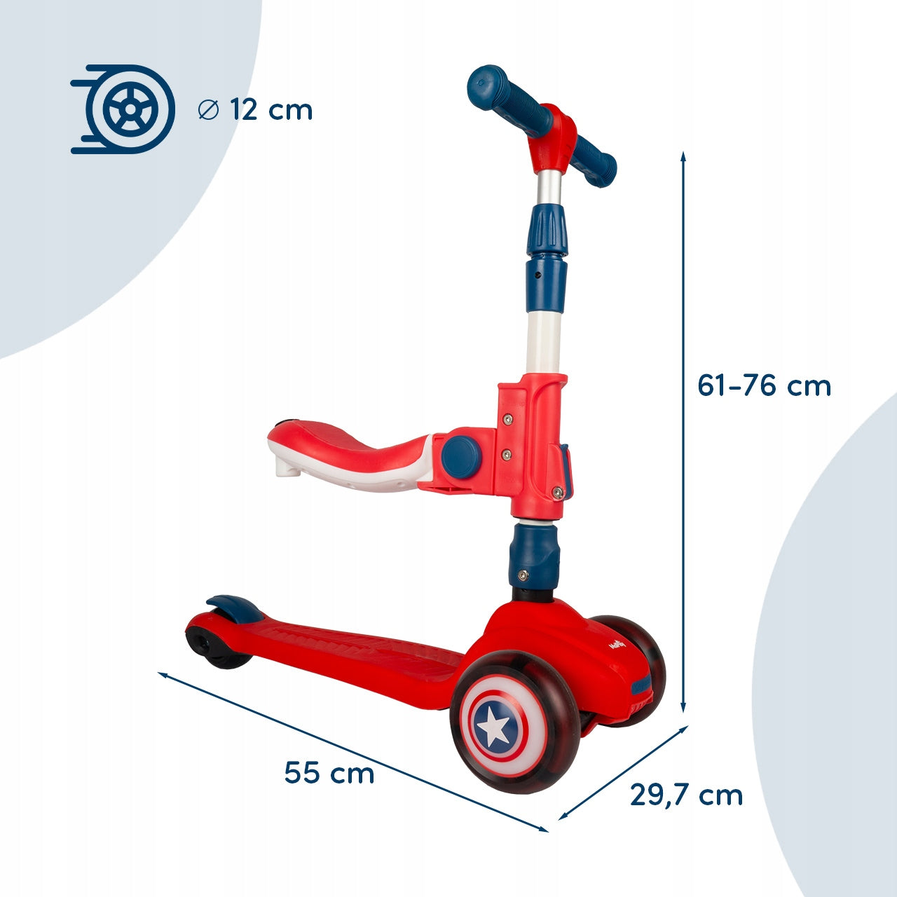 CHILDREN'S SCOOTER TRICYCLE WITH ADJUSTABLE GLOWING LED WHEELS RED Manufacturer code 112336