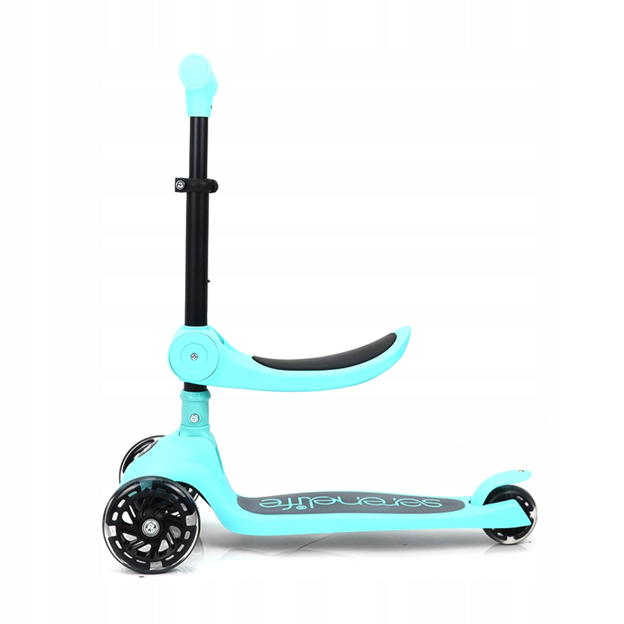 CHILDREN'S SCOOTER TRIPLE TURQUOISE SEAT LED STABLE Color multicolor
