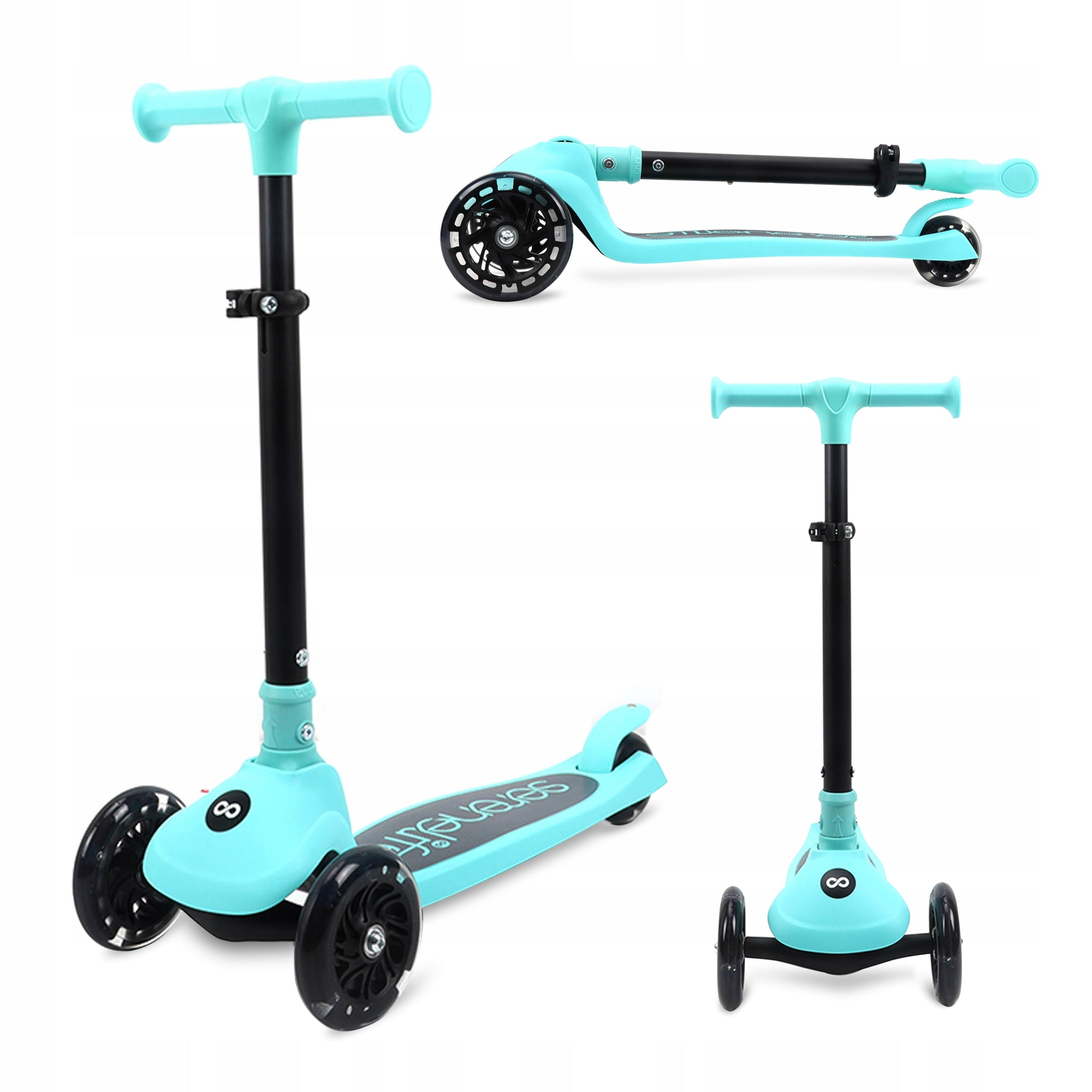CHILDREN'S SCOOTER TRIPLE TURQUOISE SEAT LED STABLE