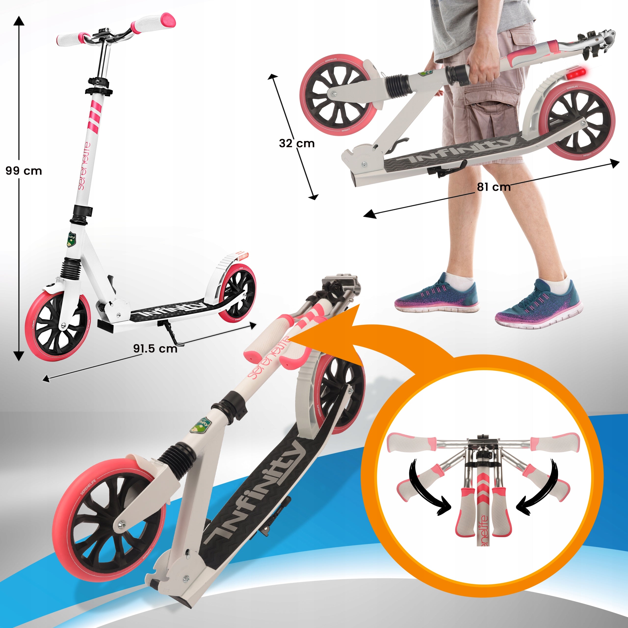 CHILDREN'S SCOOTER WITH ADJUSTABLE HANDLEBAR NON-SLIP PLATFORM Brake yes