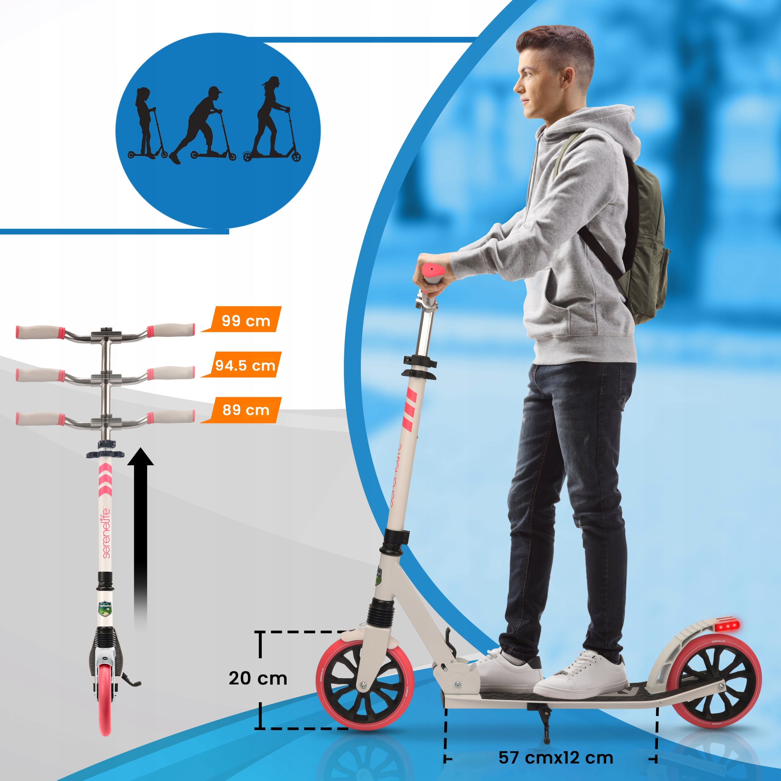 CHILDREN'S SCOOTER WITH ADJUSTABLE HANDLEBAR NON-SLIP PLATFORM Number of wheels 2