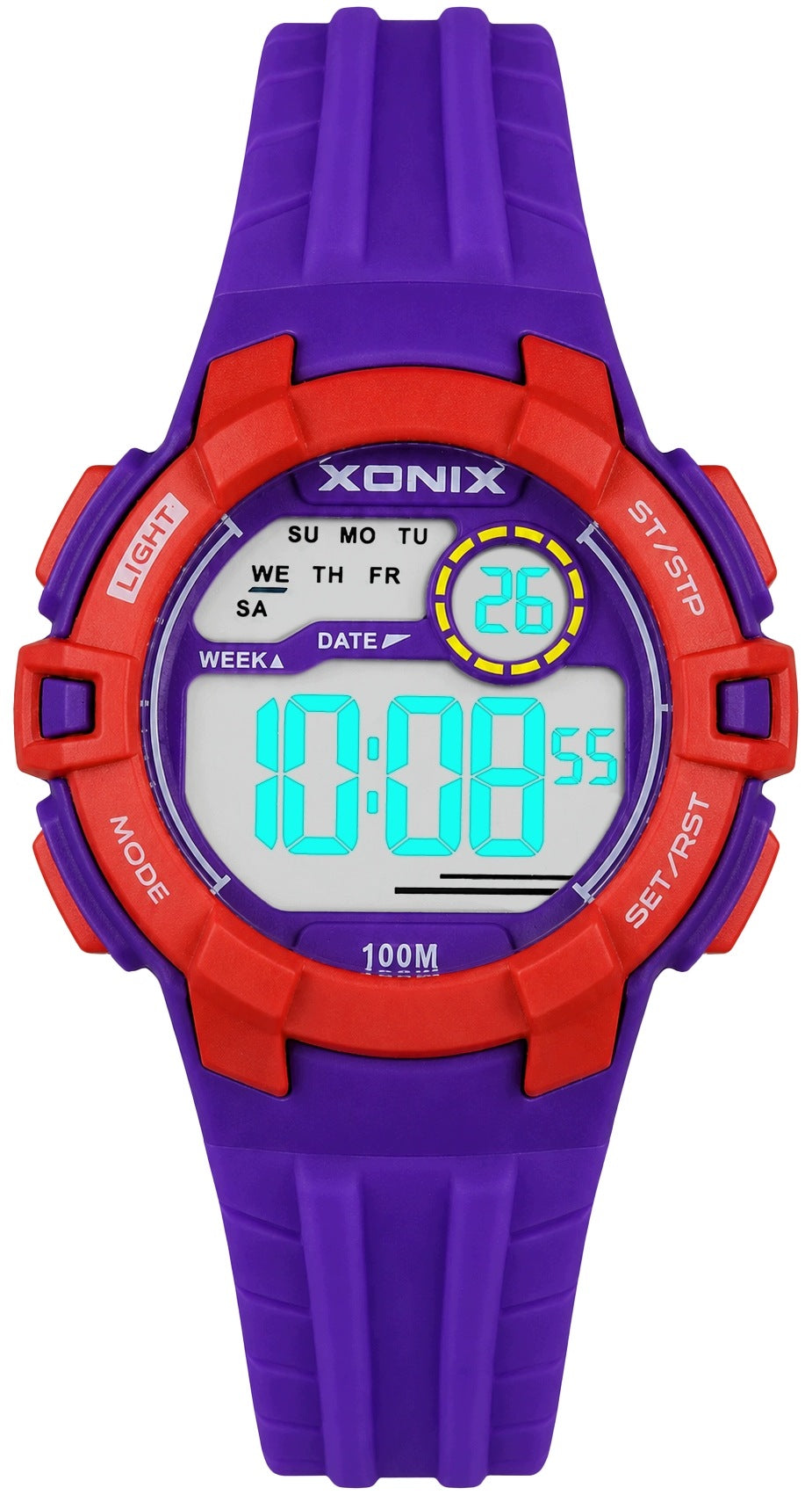 CHILDREN'S SPORTS WATCH XONIX WITH BACKLIGHT STOPWATCH DATE ALARM PURPLE Brand Xonix