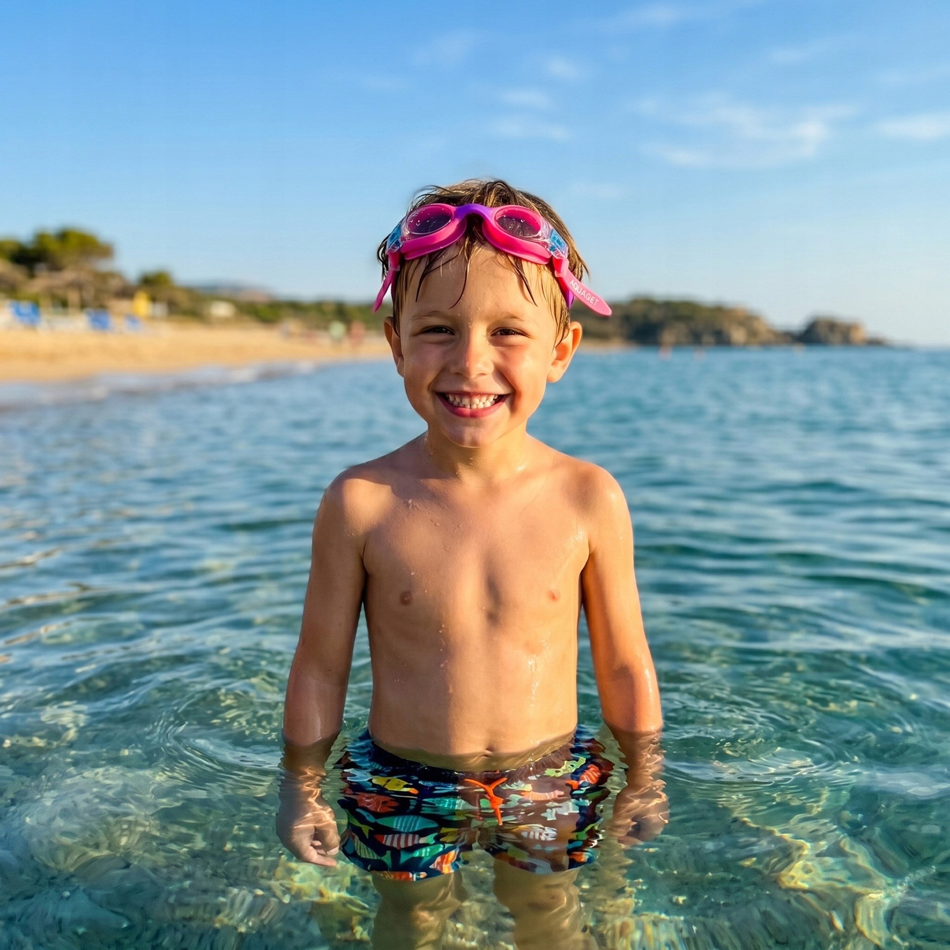 CHILDREN'S SWIMMING GOGGLES FOR SWIMMING POOL PINK POLARIZATION GOGGLES ANTI-FOG CASE Model AQ0015 OKULARY DO PŁYWANIA DLA DZIECI