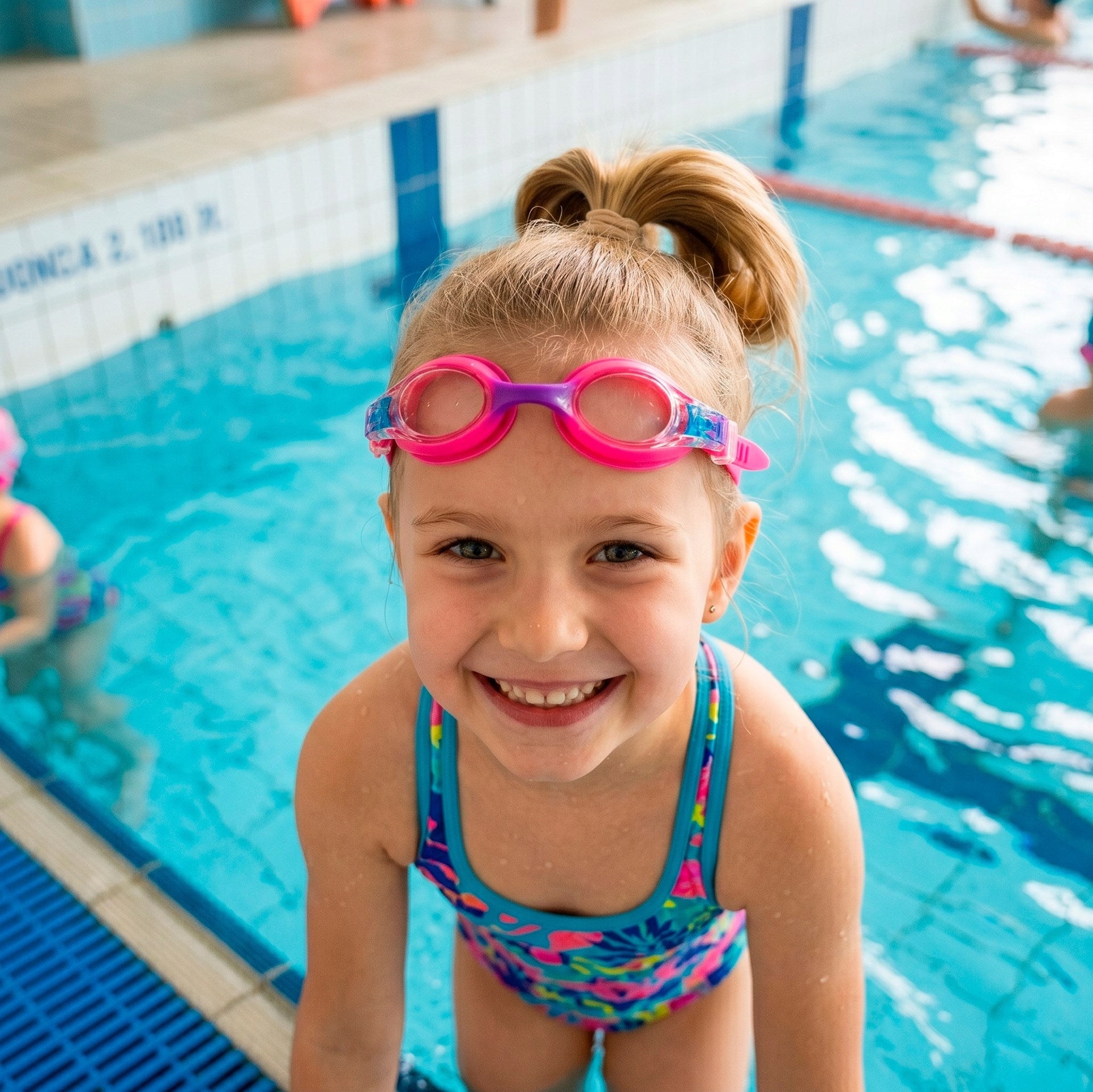 CHILDREN'S SWIMMING GOGGLES FOR SWIMMING POOL PINK POLARIZATION GOGGLES ANTI-FOG CASE Packaging status original