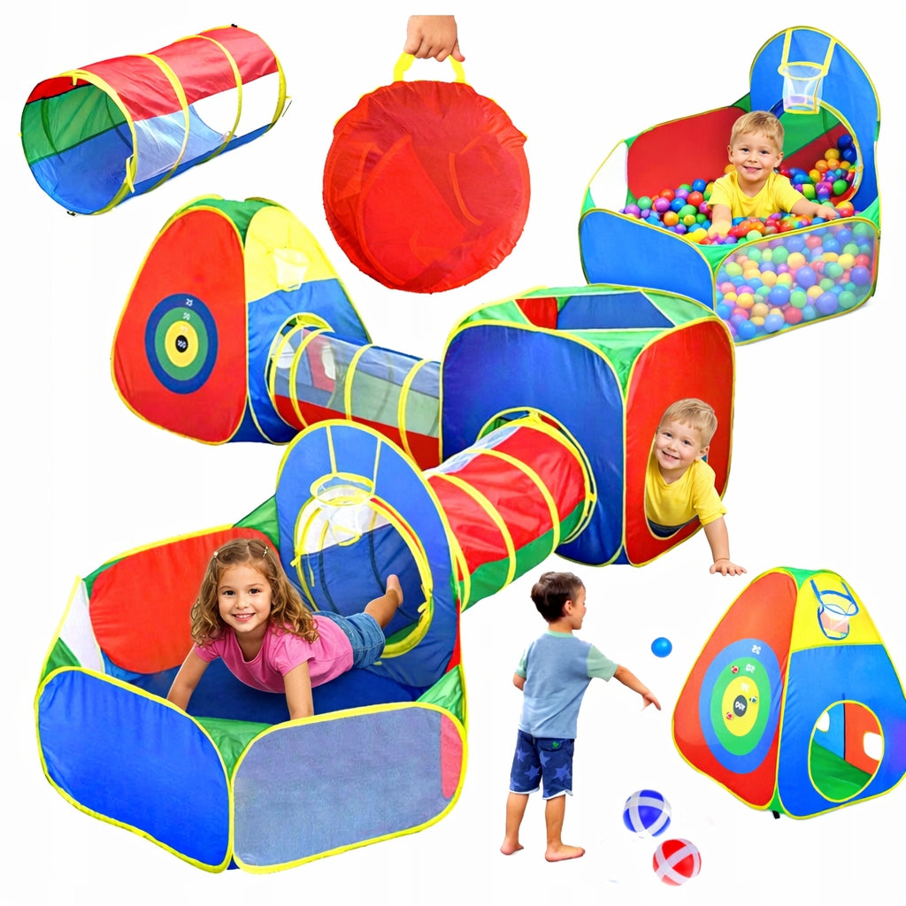 CHILDREN'S TENTS WITH TUNNELS 5in1 DRY POOL COTTAGE + SHIELD FOR GARDEN HOUSE