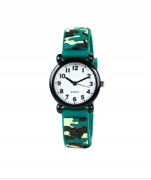CHILDREN'S WATCH ANALOG BOYS CAMO GREEN
