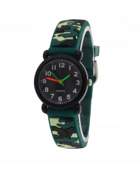 CHILDREN'S WATCH ANALOG BOYS CAMO GREEN