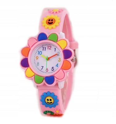 CHILDREN'S WATCH ANALOG GIRLS FLOWER PINK 1681