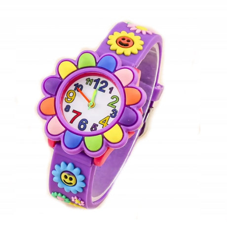 CHILDREN'S WATCH ANALOG GIRLS FLOWER PURPLE 1680