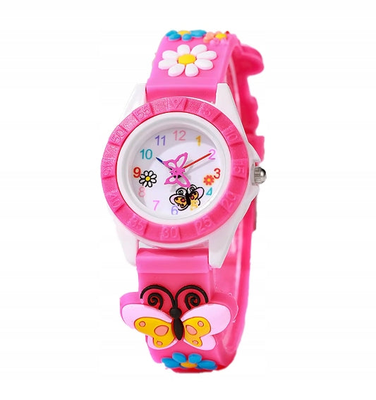 CHILDREN'S WATCH ANALOG GIRLS PINK BUTTERFLY 1751