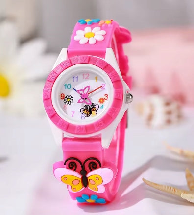 CHILDREN'S WATCH FOR CHILDREN WITH BUTTERFLY FLOWERS PINK GIFT Brand no brand