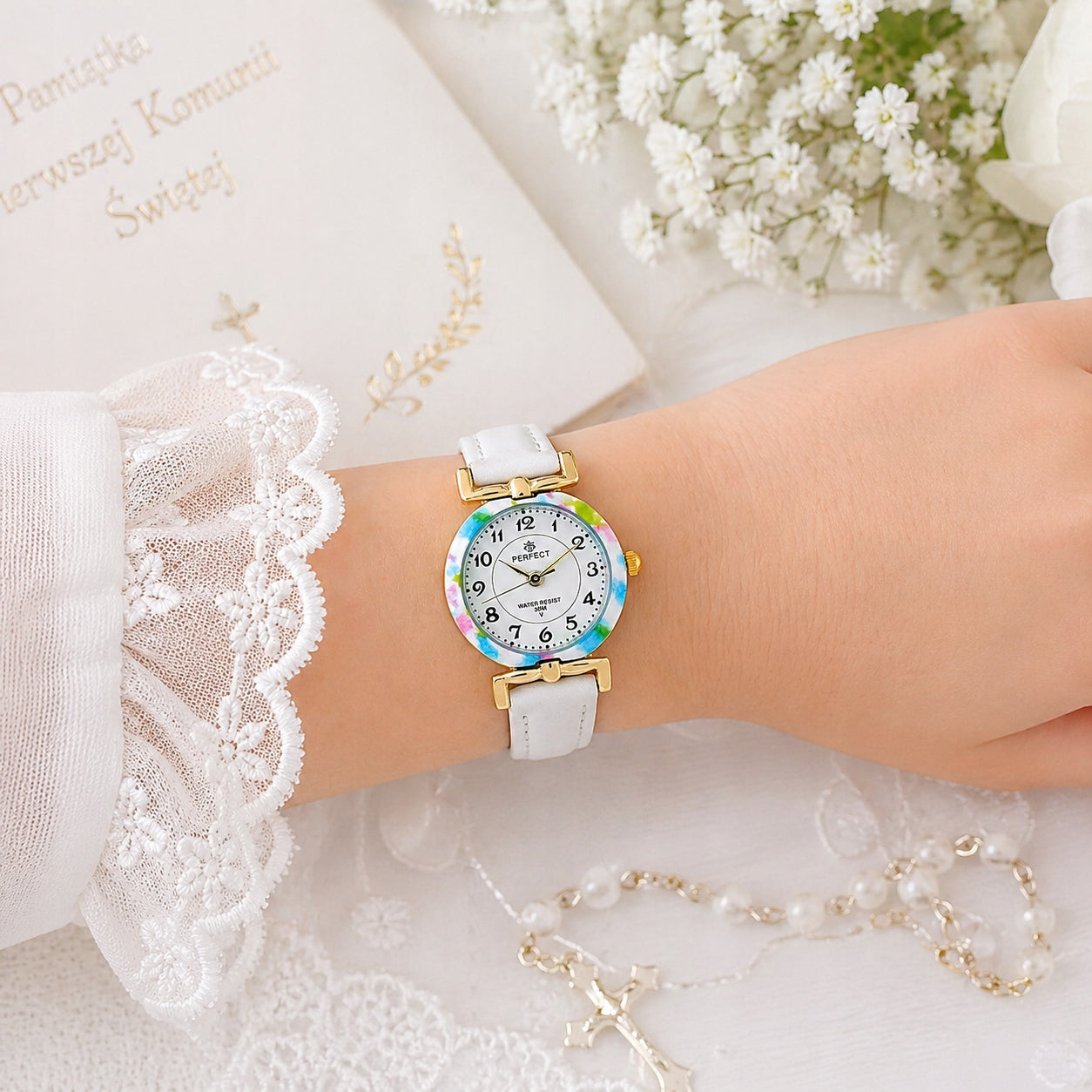 CHILDREN'S WATCH FOR GIRLS FOR COMMUNION PERFECT ELEGANT + FREEBIES Packaging status original