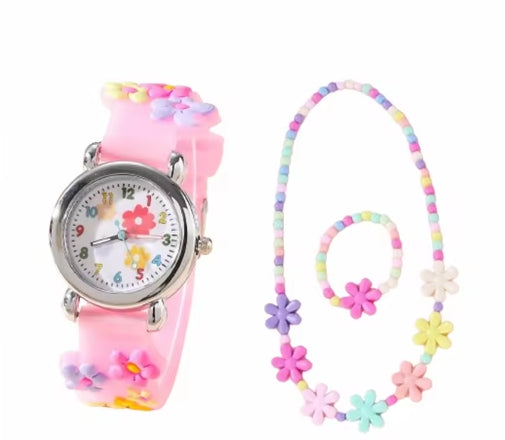CHILDREN'S WATCH GIRLS PINK + JEWELRY 1581