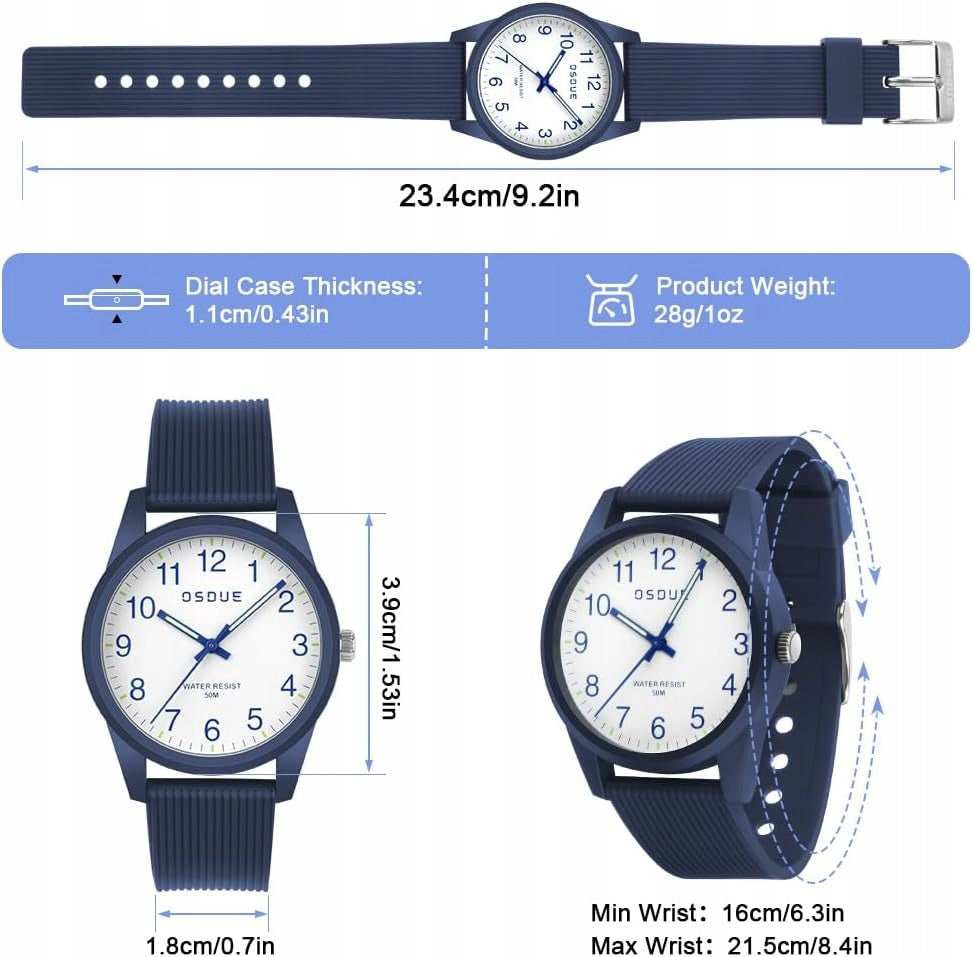CHILDREN'S WATCH OSDUE 50M WATERPROOF NAVY BLUE STRAP SOFT ANALOG Brand no brand
