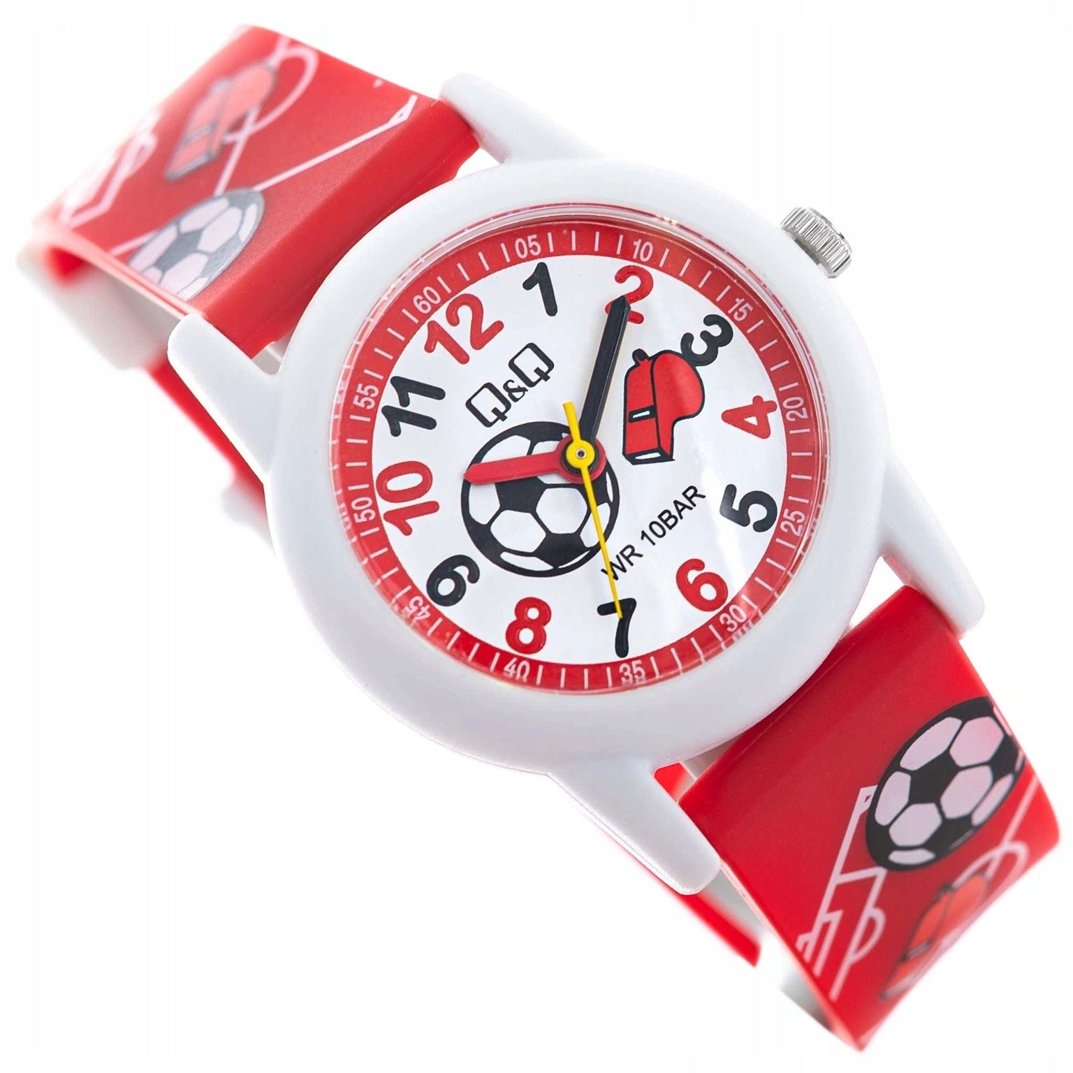 CHILDREN'S WATCH QQ V22A-010VY FOR BOY WITH SWIMMING POOL LEARNING BALL