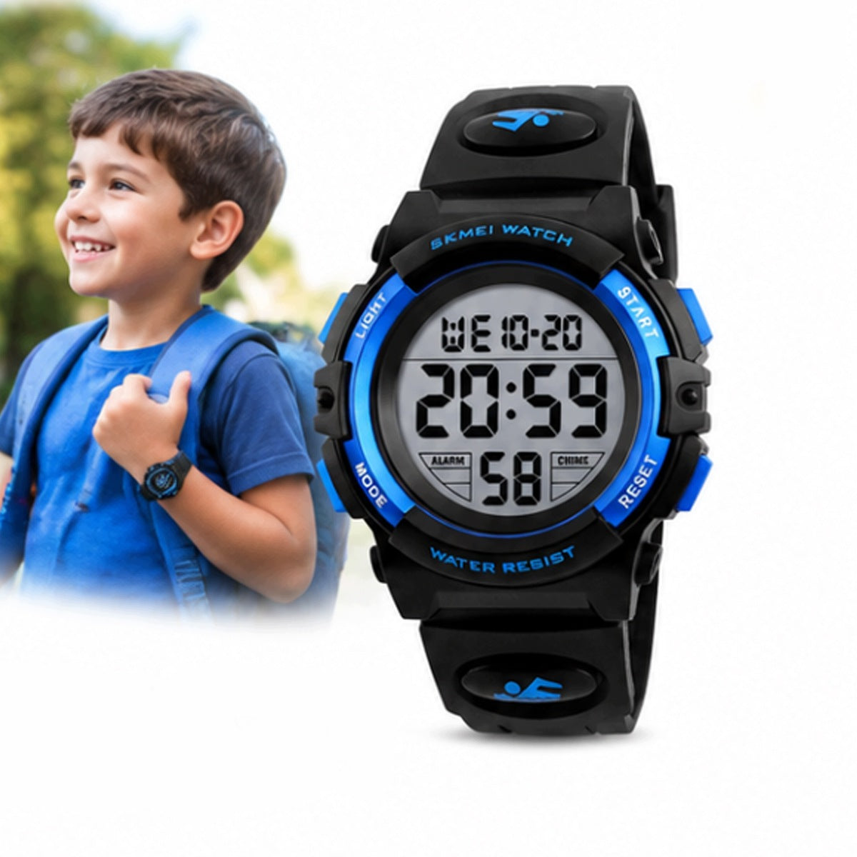 CHILDREN'S WATCH WATERPROOF GLOWING BOYS BLUE LED