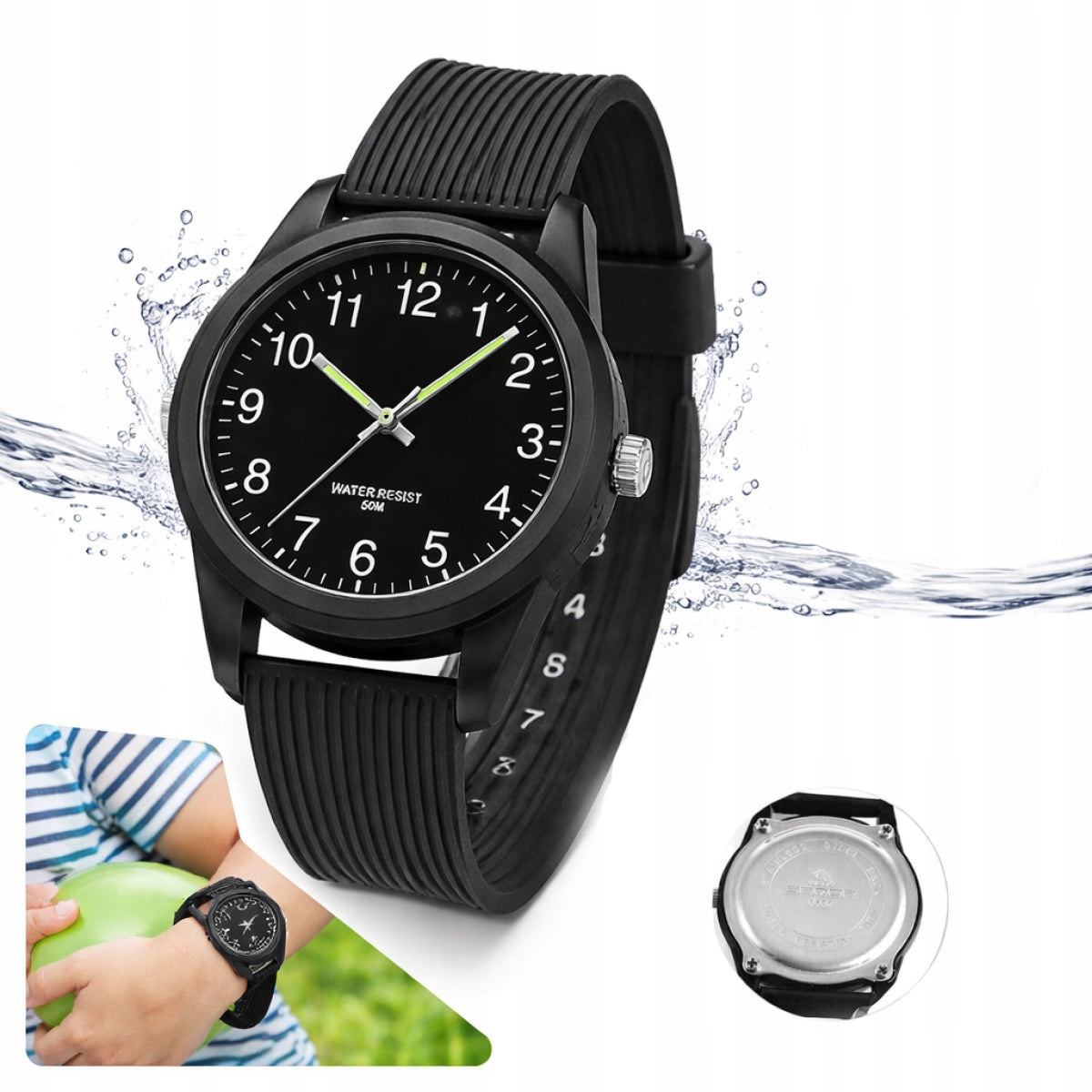 CHILDREN'S WATCH WATERPROOF LIGHT READABLE DIAL