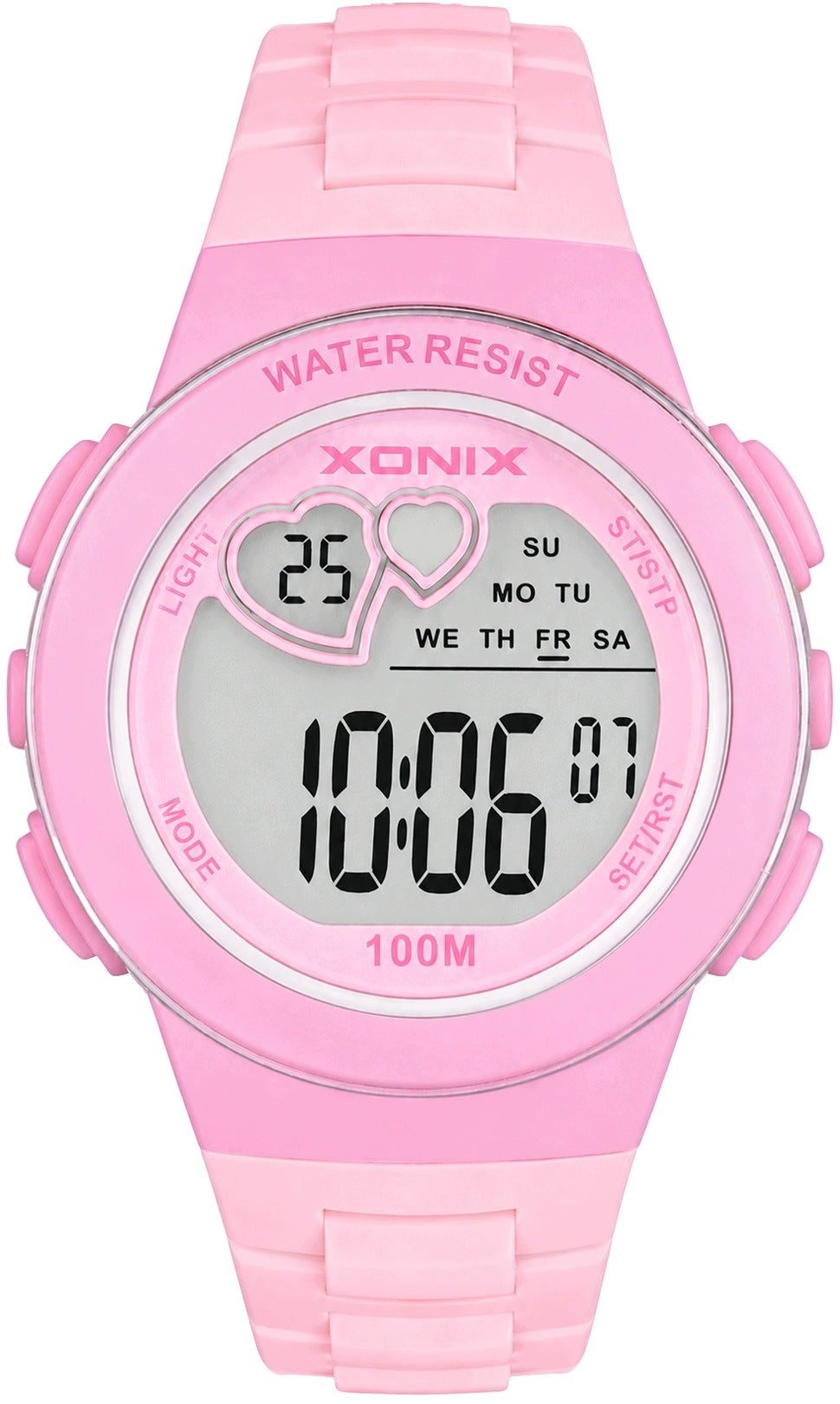CHILDREN'S WATCH XONIX KM DIGITAL PINK HEARTS 10 ATM WATERPROOF Packaging status original