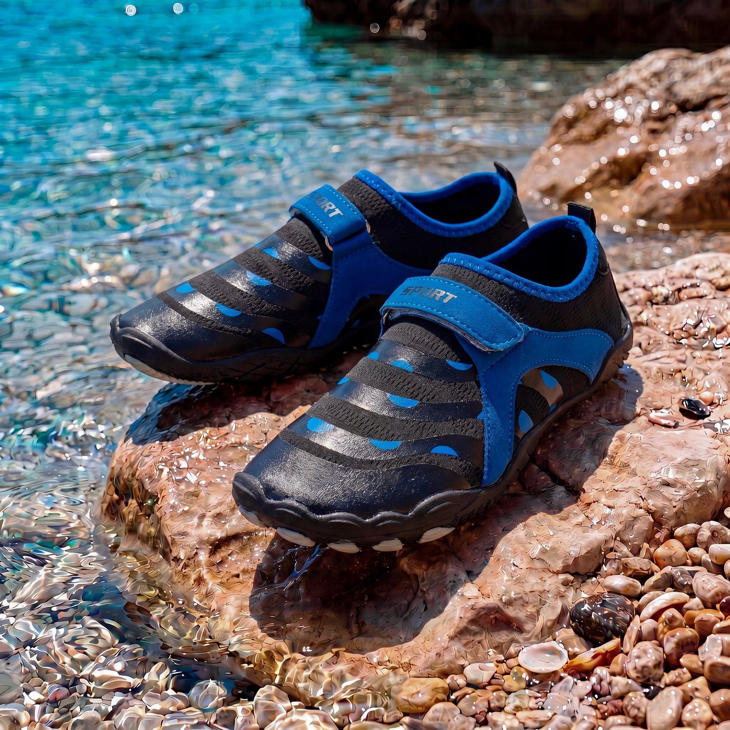 CHILDREN'S WATER SHOES VELCRO ROCKS SEA URCHIN QUICK-DRYING 34 OUTTEC Brand Outtec