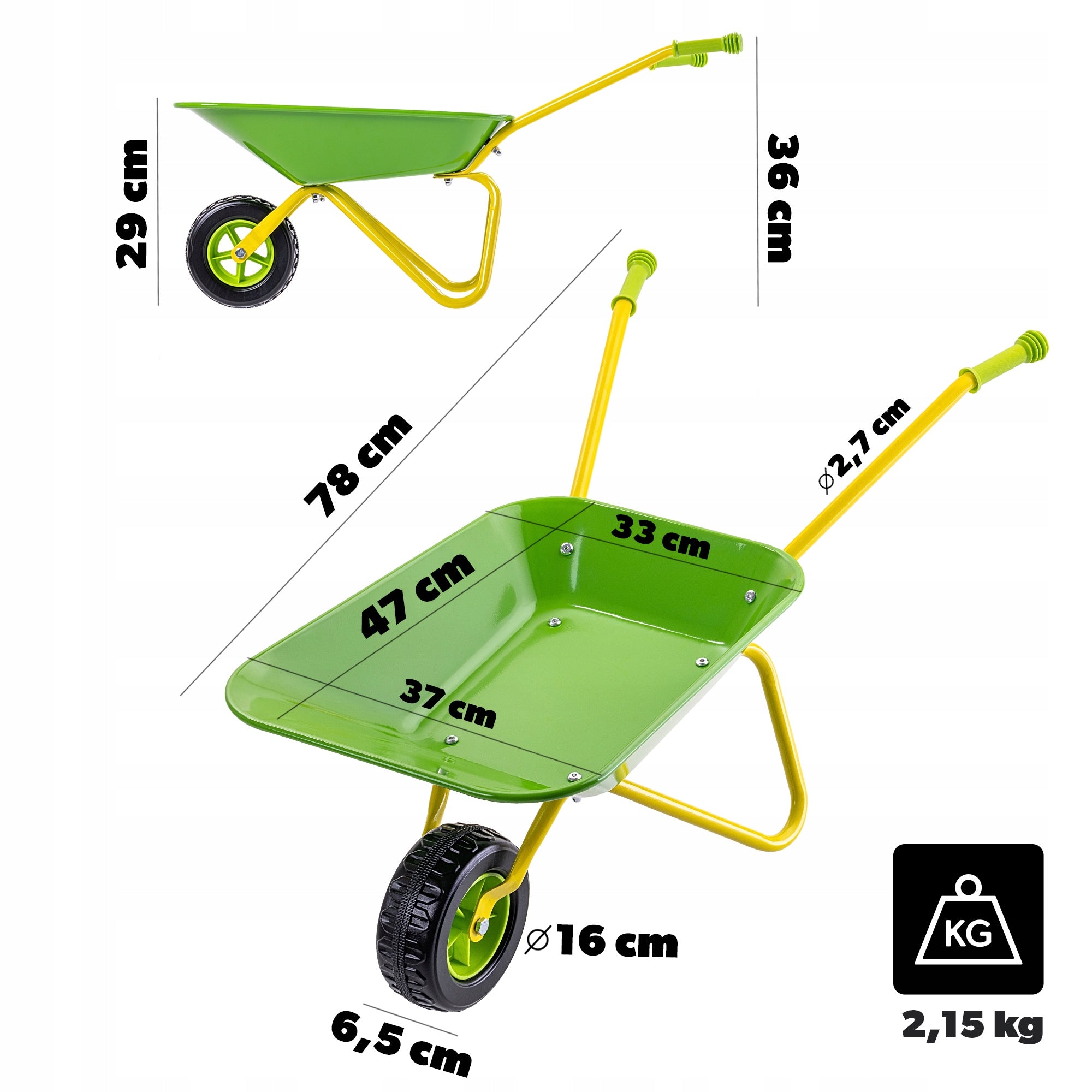 CHILDREN'S WHEELBARROW METAL LARGE GARDEN WHEELBARROWS FOR SAND COURT GREEN Manufacturer code K15902