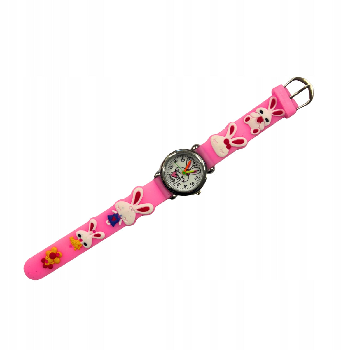 CHILDREN'S WRIST WATCH 3D RUBBER STRAP GIFT Pink - Bunny