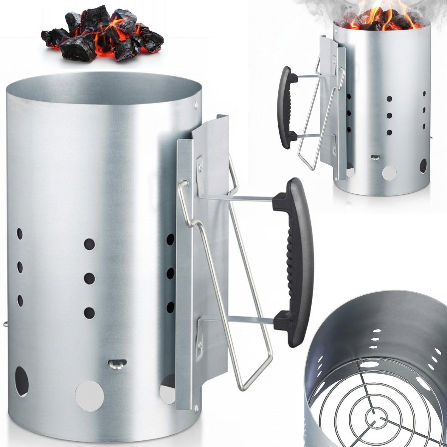 CHIMNEY FOR LIGHTING A CHARCOAL FIREPLACE WOOD BRIQUETTE FIRE STARTER