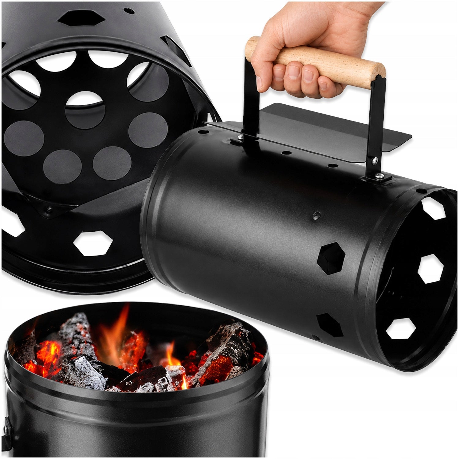 CHIMNEY FOR LIGHTING THE GRILL OF THE COAL STOVE BRIQUETTE FIREPLACE LARGE KINDLING Manufacturer code KOMIN DO ROZPALANIA GRILLA DO WĘGLA BRYKIETU