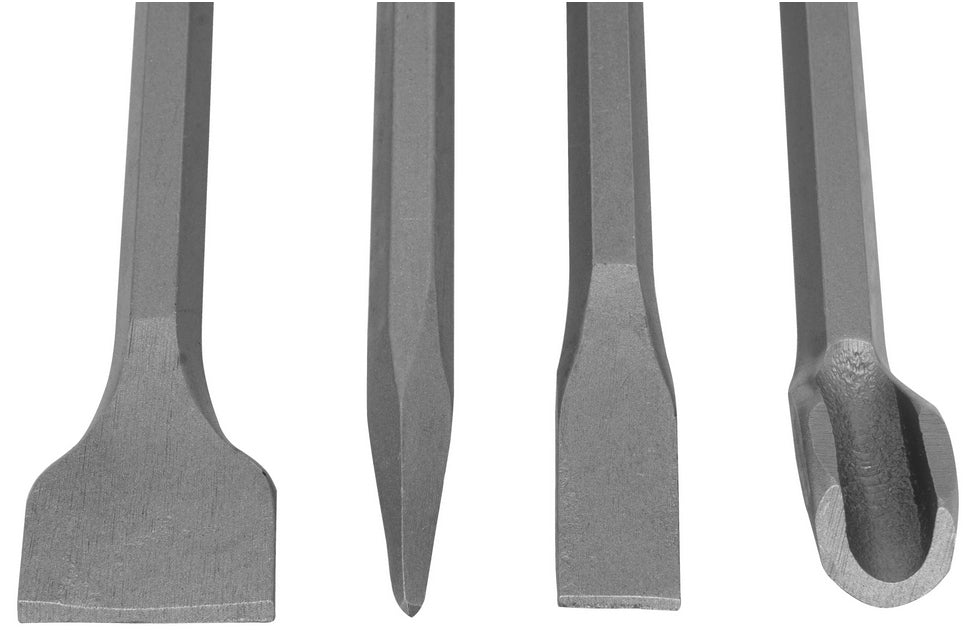 CHISELS CHISEL CONCRETE FURROW SET CHISELS FLAT BLADE SDS+ PLUS 4 pcs Blade type groove chisel scoop flat spike chisel